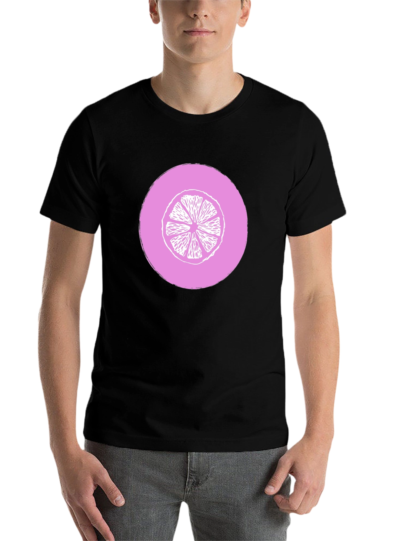 Black Citrus Slice Graphic Tee - Unisex Black T-Shirt view 7