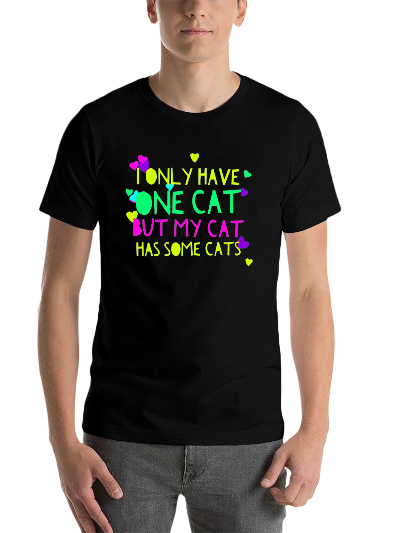 Black Funny Cat Lover T-Shirt view 7