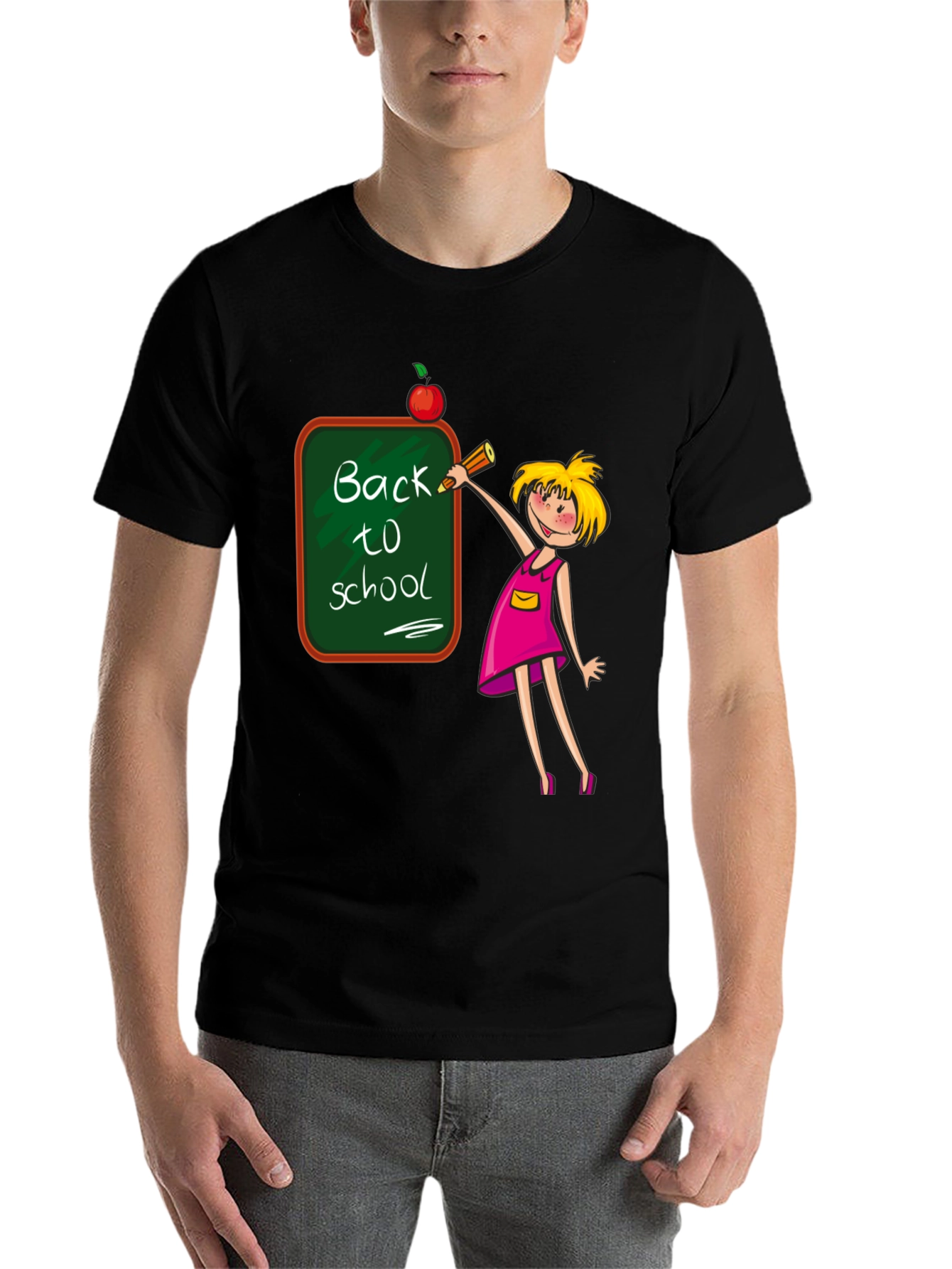 Black Back to School Teacher T-Shirt view 7