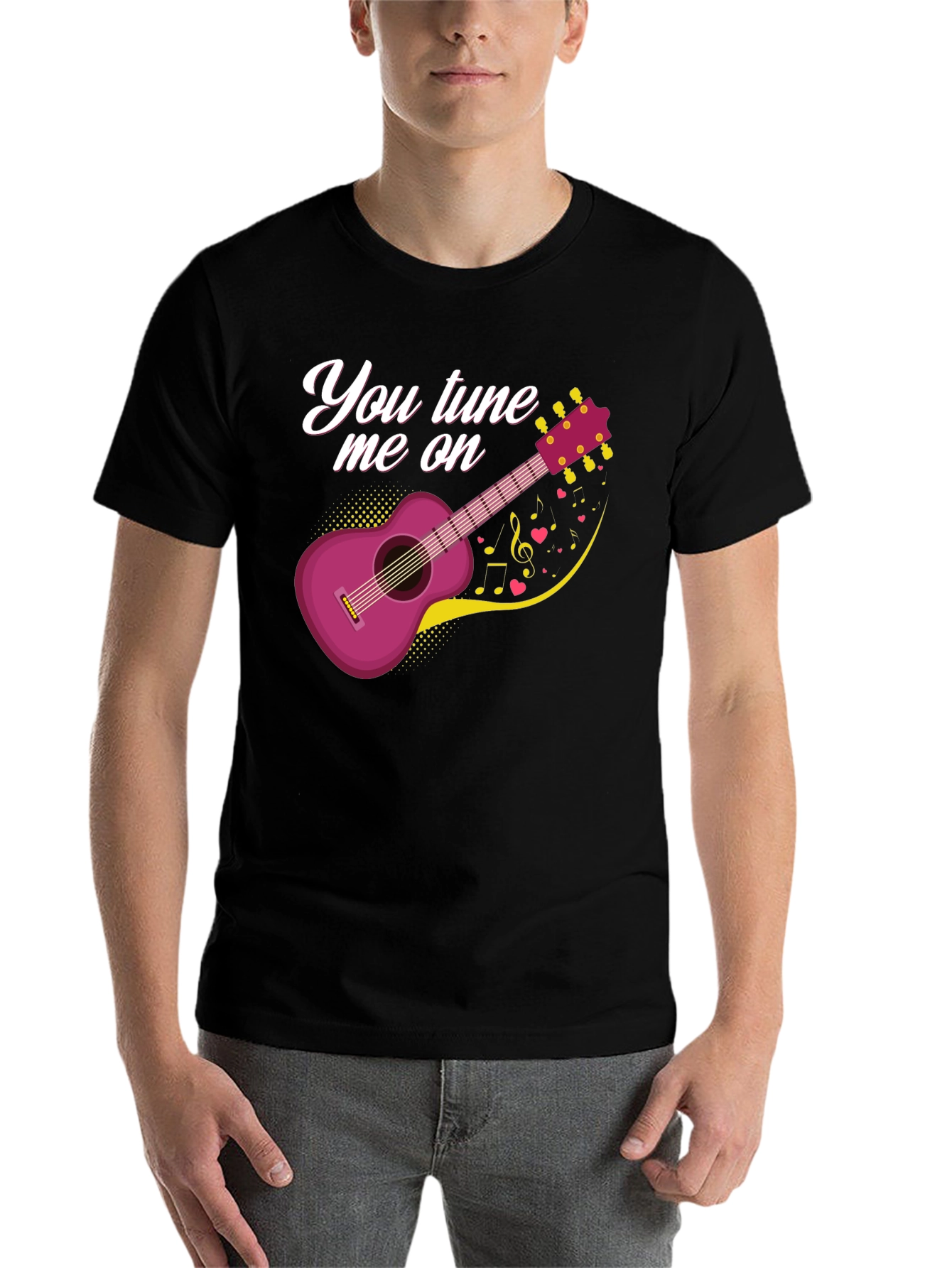 Black You Tune Me On Guitar Music Lover T-Shirt view 7