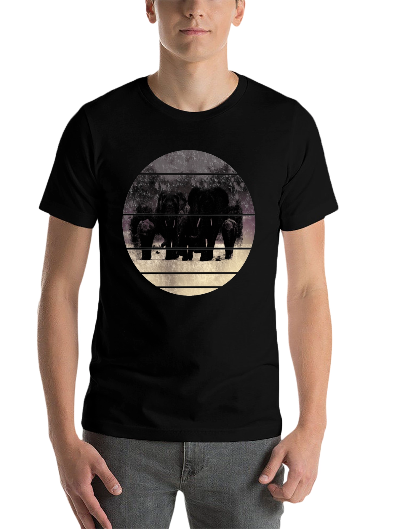 Black Elephant Family Graphic Black T-Shirt view 7