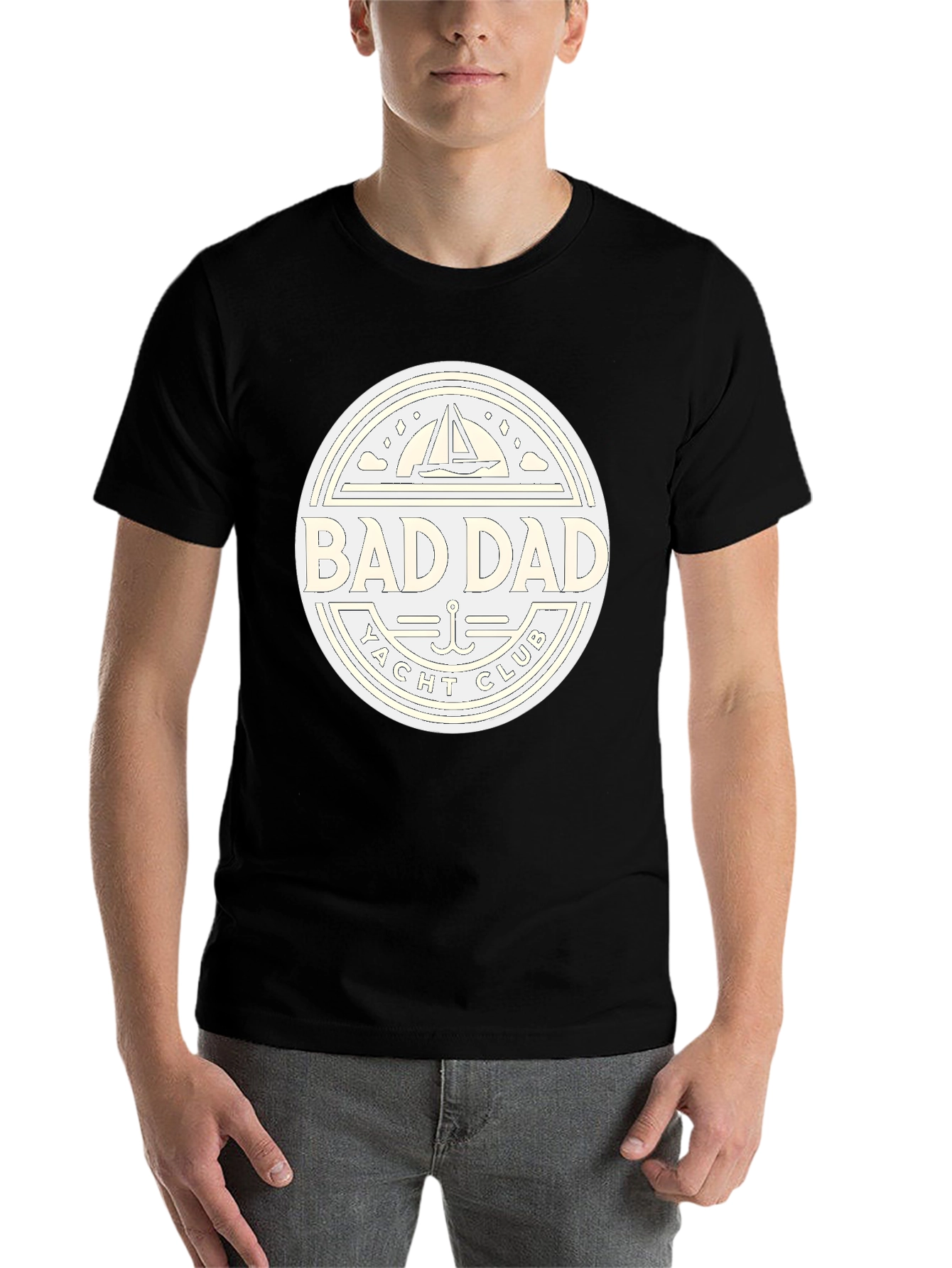 Black Bad Dad Yacht Club Black T-Shirt view 7
