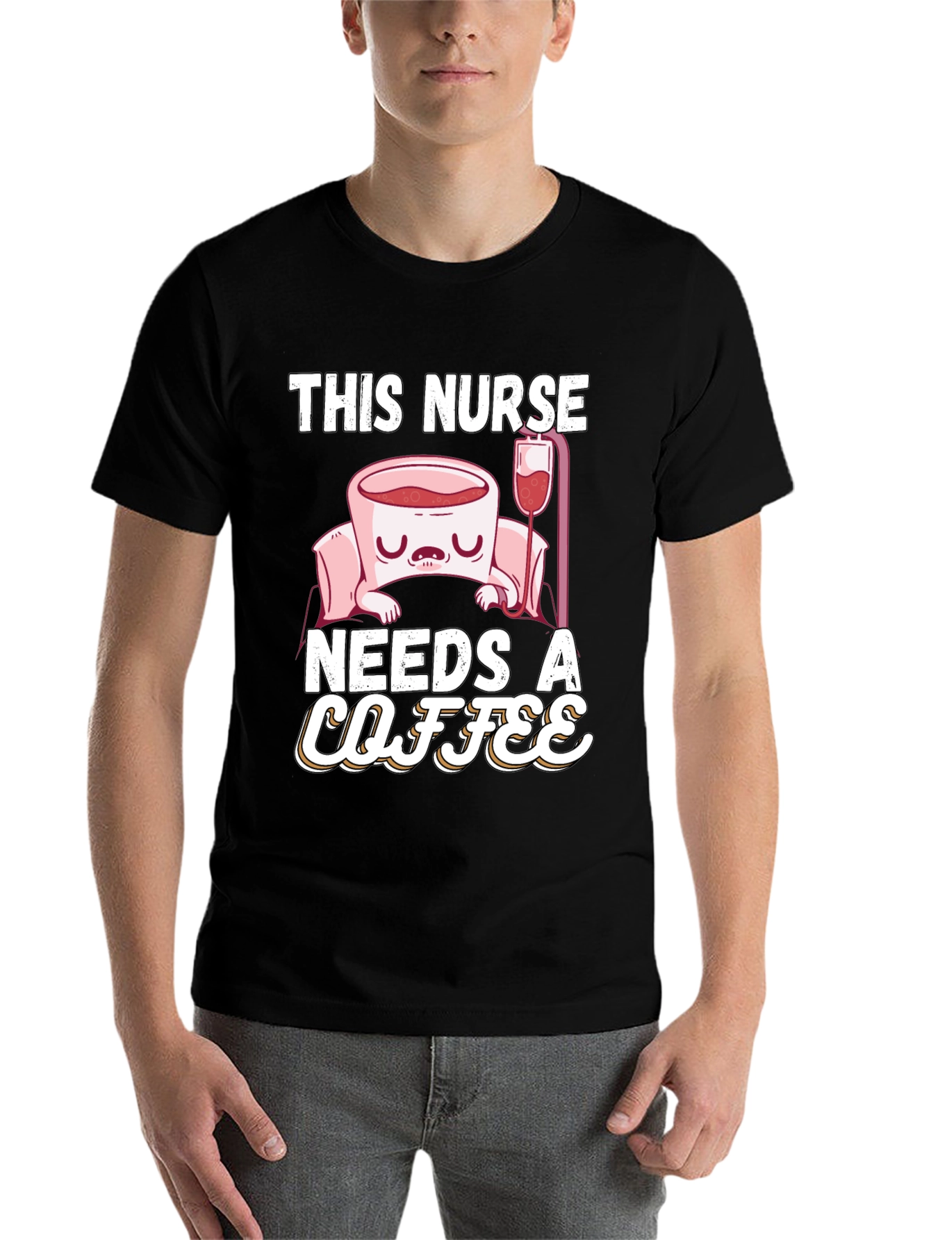 Black Funny Nurse Needs Coffee T-Shirt view 7