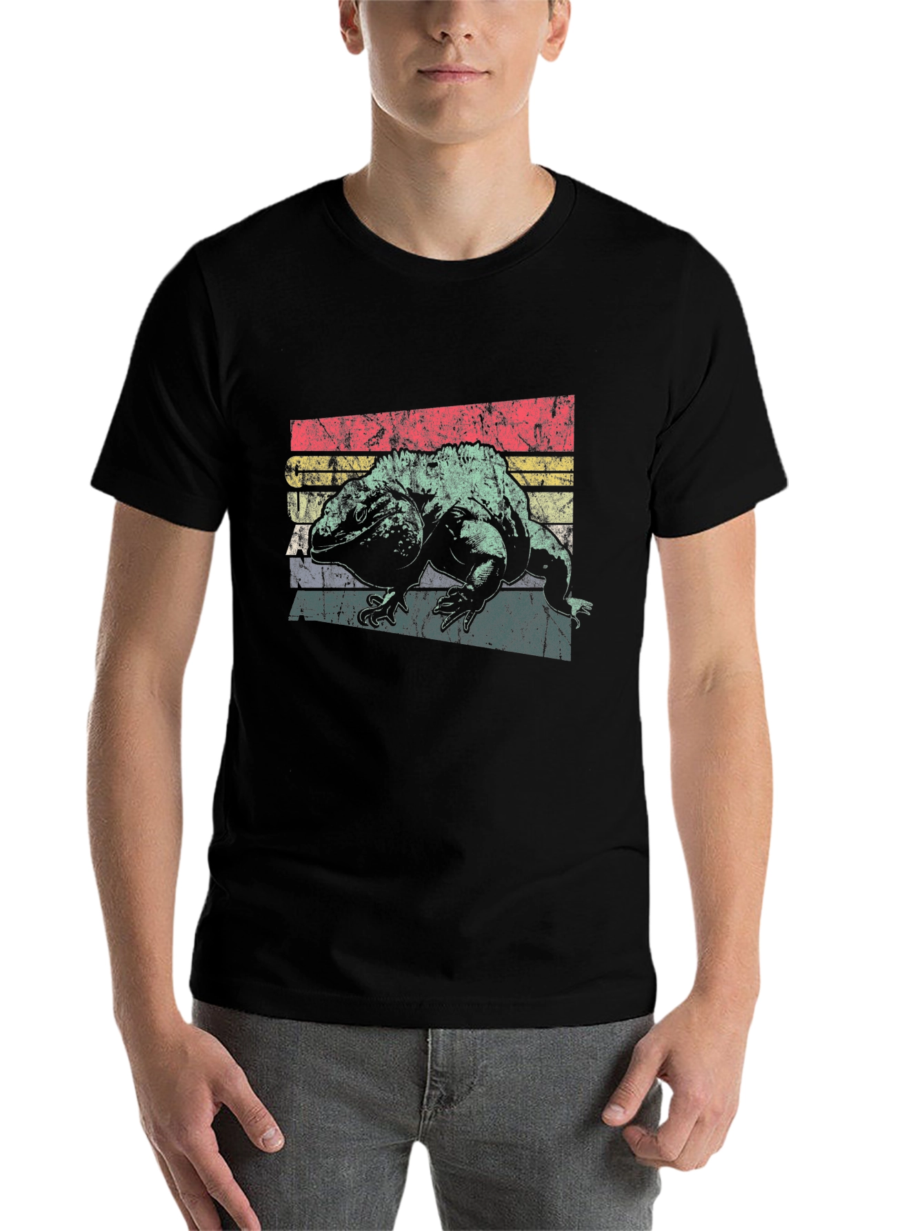 Black Vintage Iguana Graphic T-Shirt - Retro Style view 7
