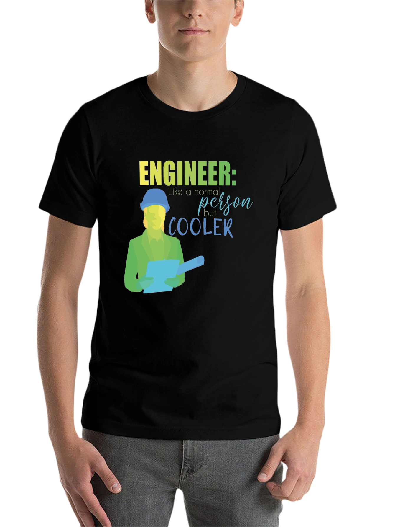 Black Engineer Cooler Black T-Shirt view 7