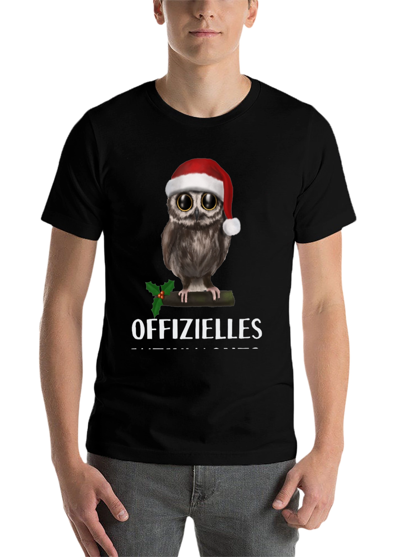 Black Festive Owl T-Shirt: Offizielles Christmas Cheer! view 7