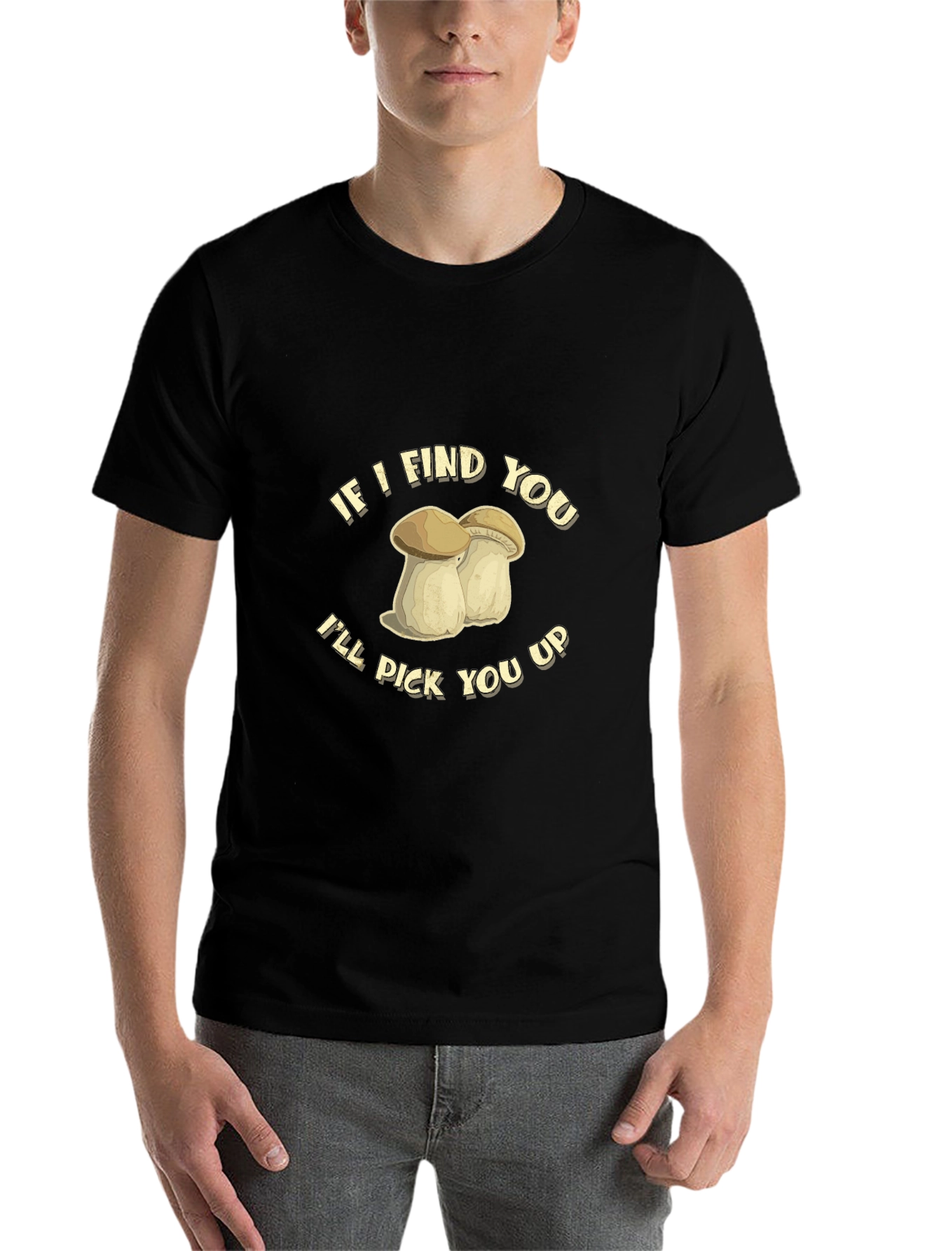 Black Funny Mushroom Graphic Tee - If I Find You view 7