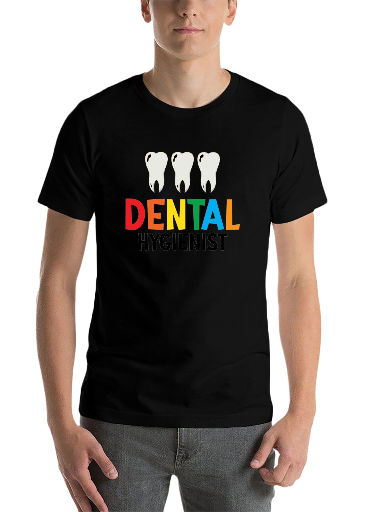 Black Dental Hygienist T-Shirt - Black Cotton Tee view 7