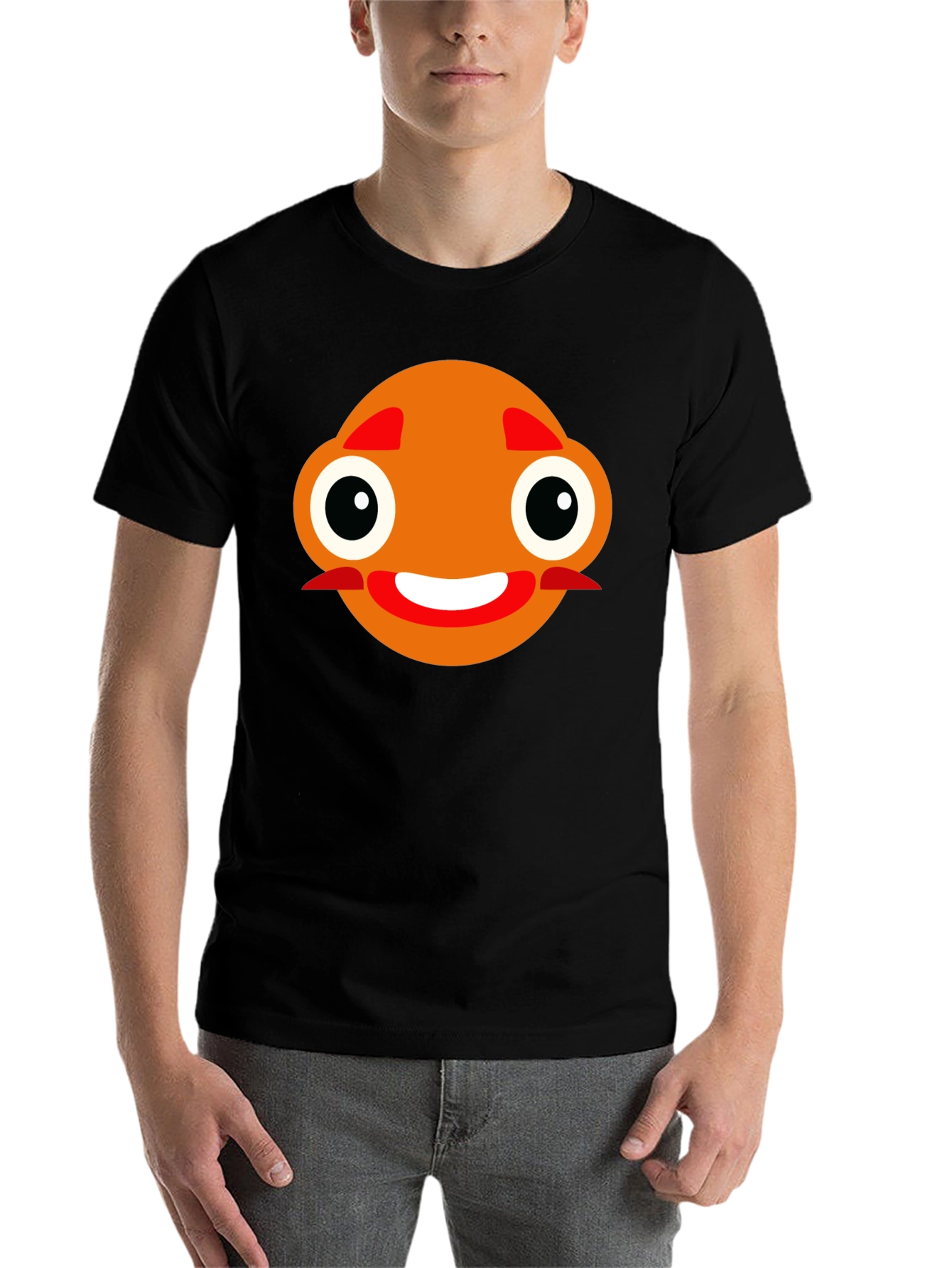 Black Funny Orange Face Black T-Shirt view 7