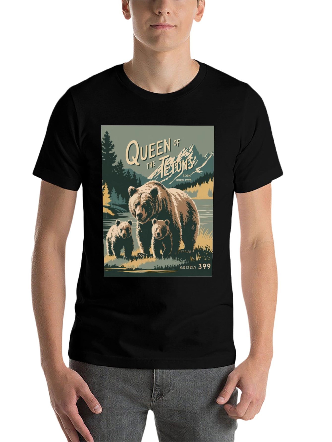 Black Queen of the Tetons Grizzly Bear T-Shirt view 7
