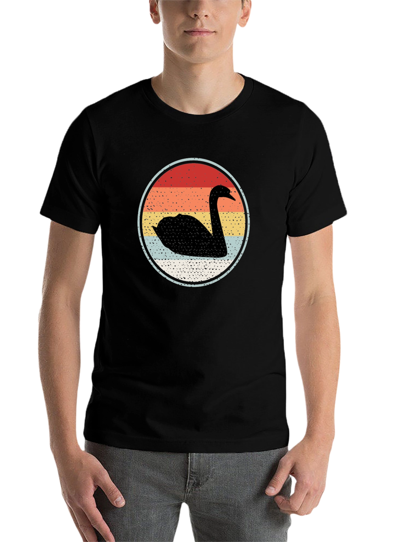 Black Retro Swan Graphic Tee view 7