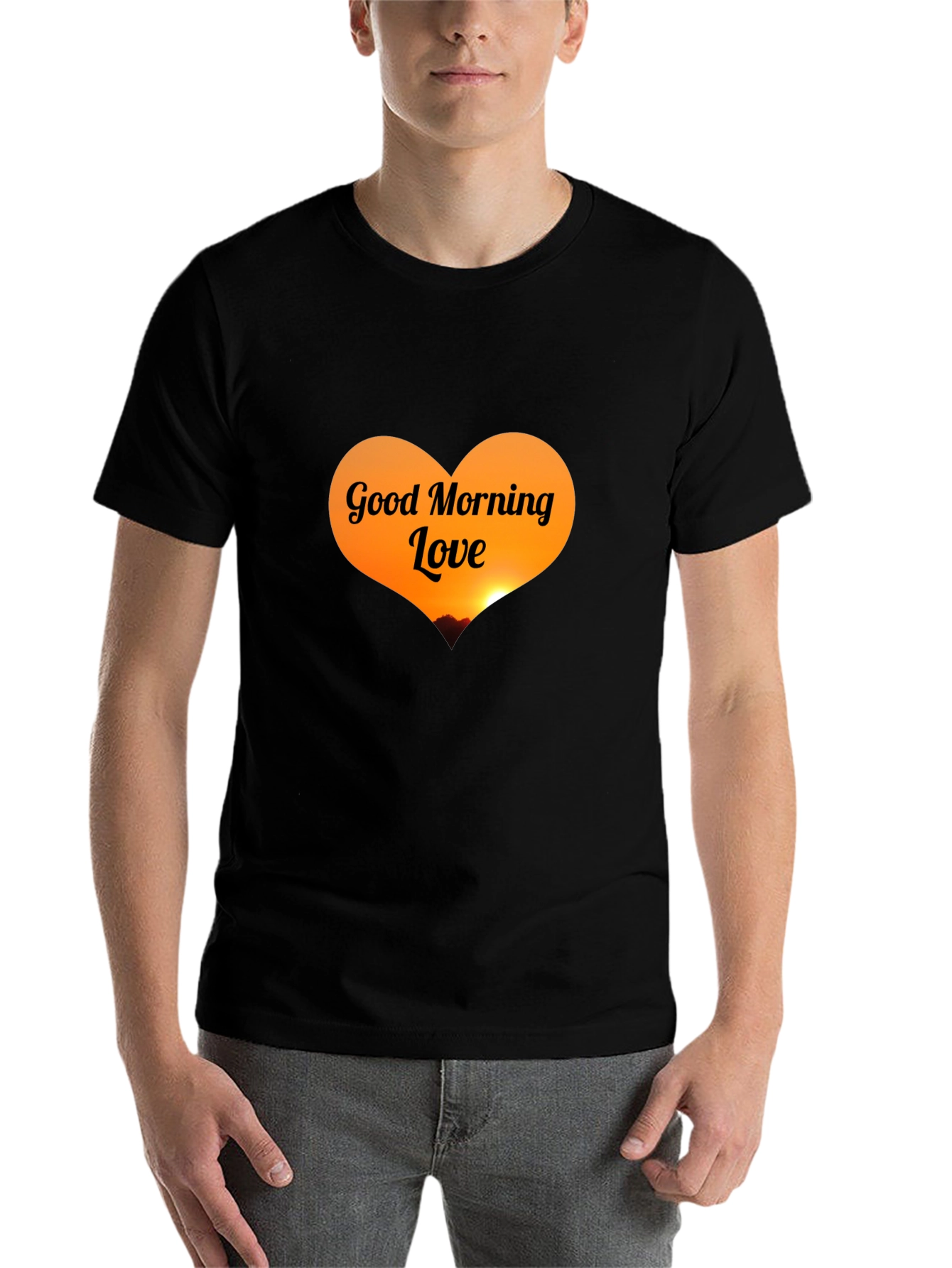 Black Good Morning Love Black T-Shirt view 7