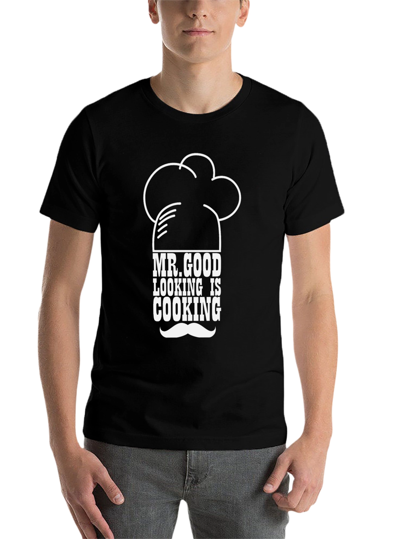Black Mr. Good Looking is Cooking Funny Graphic Tee view 7