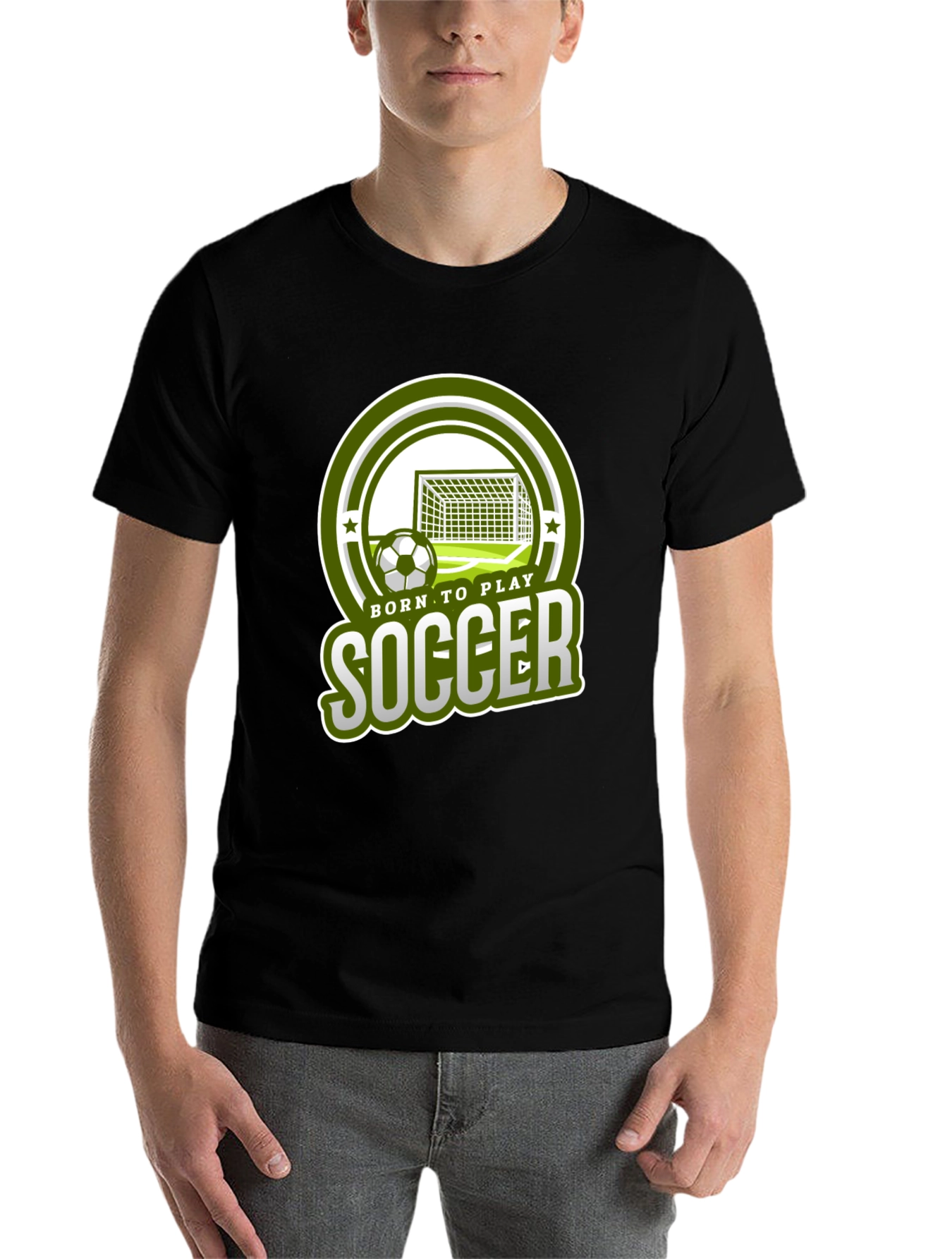 Black Born To Play Soccer Graphic T-Shirt view 7