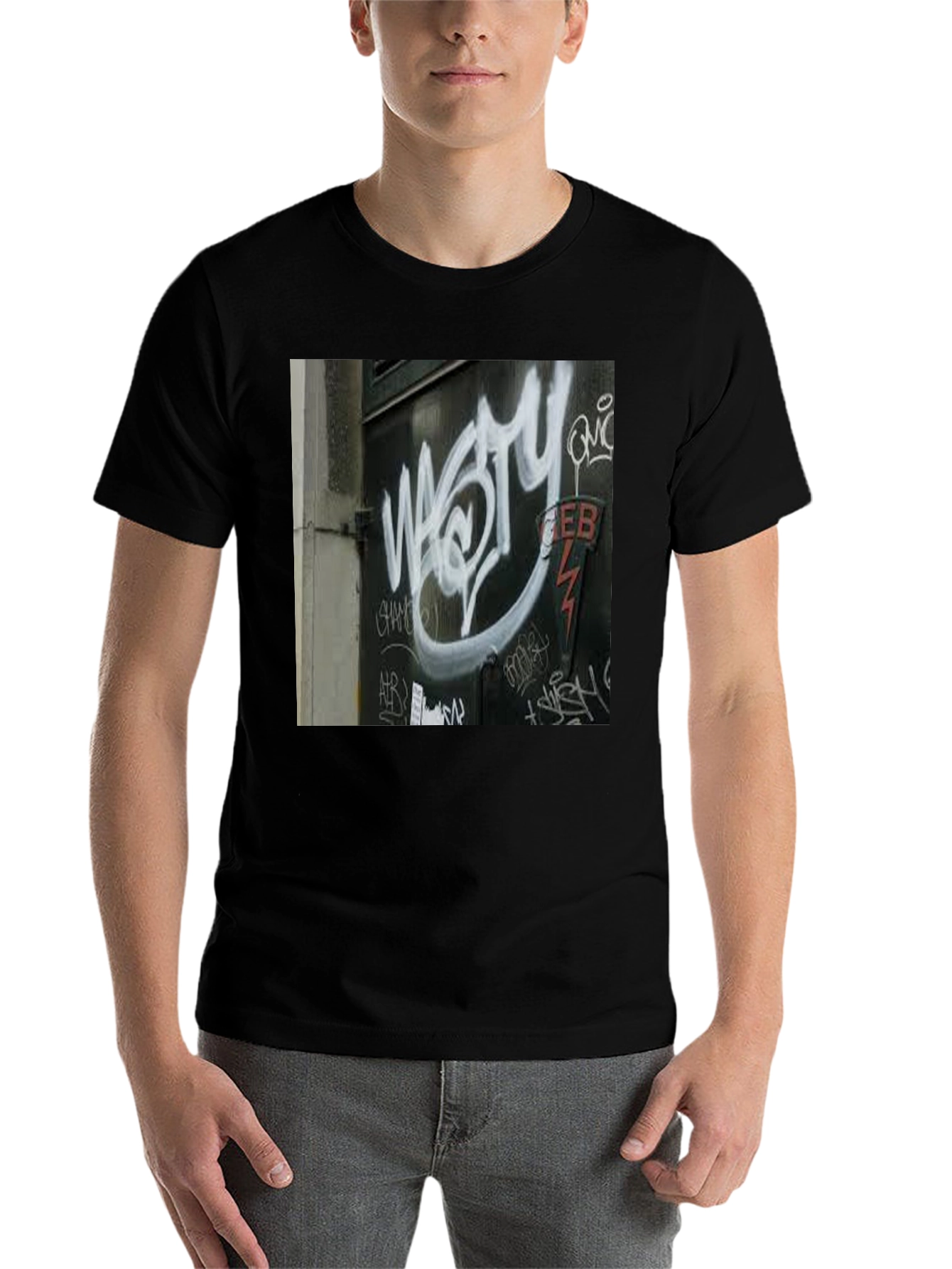 Black Urban Graffiti Tee - Street Art Style view 7