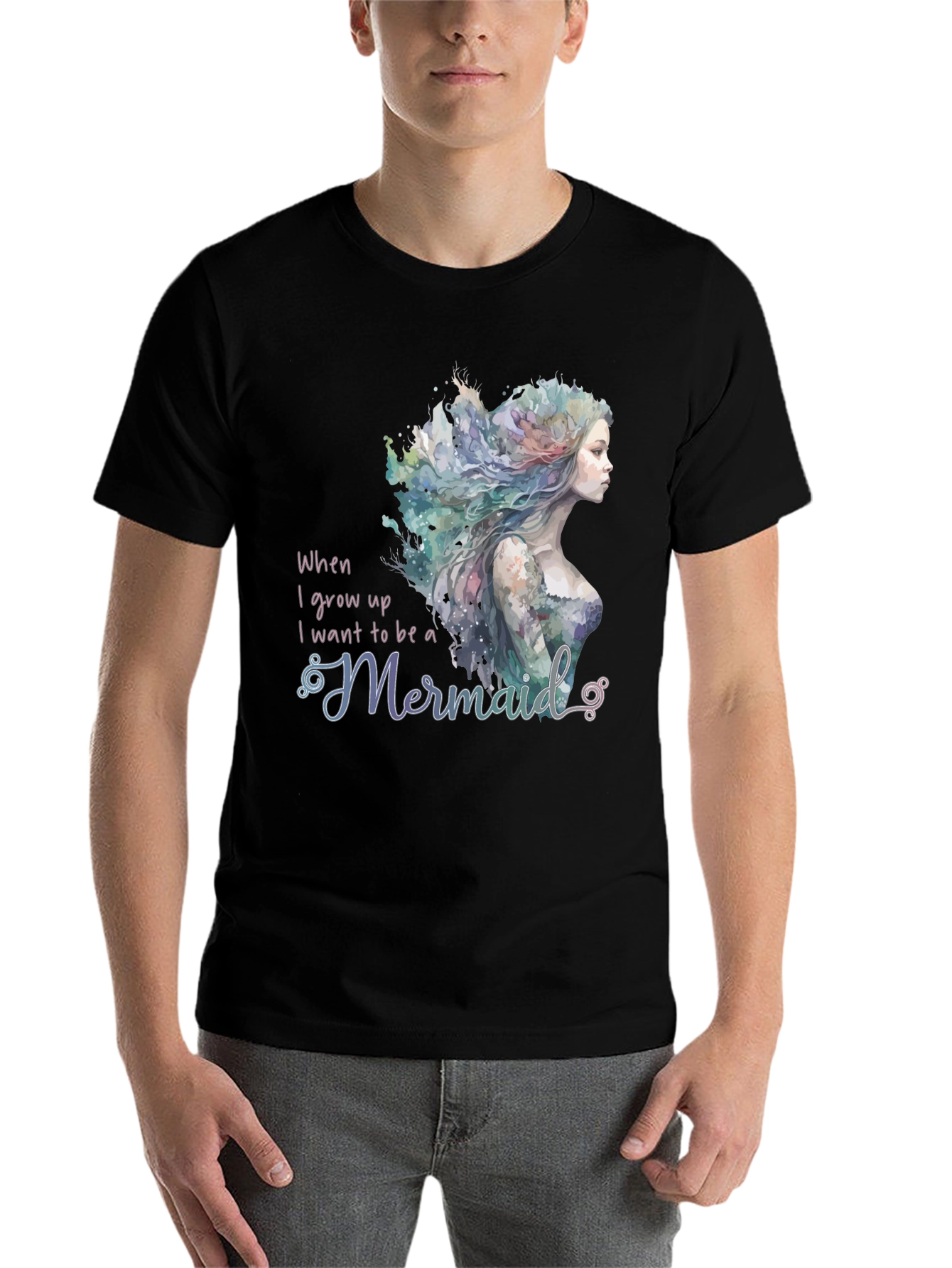 Black Mermaid Wish Graphic Tee - Black Crew Neck view 7