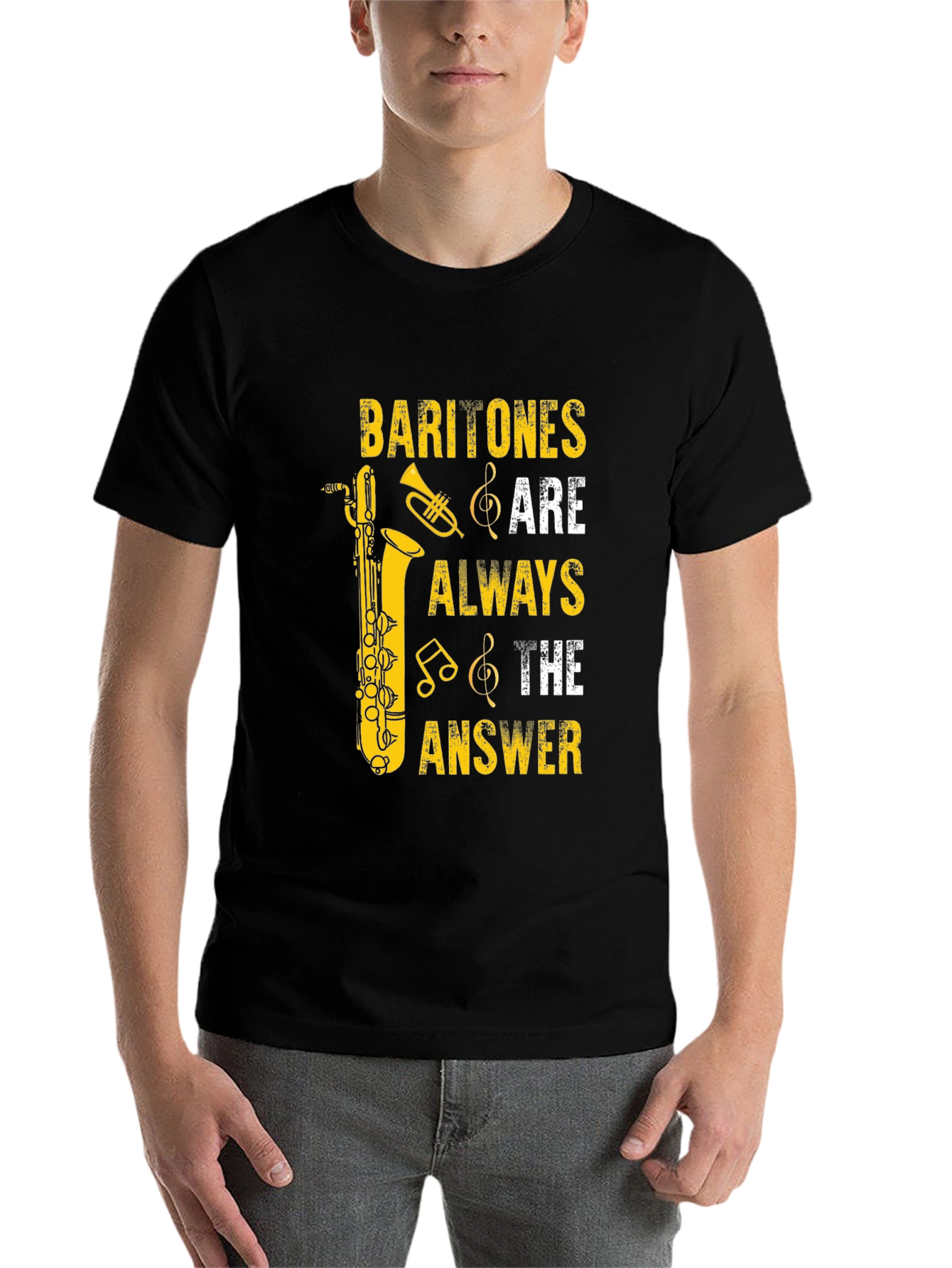 Black Baritone Saxophone Music Lover T-Shirt view 7