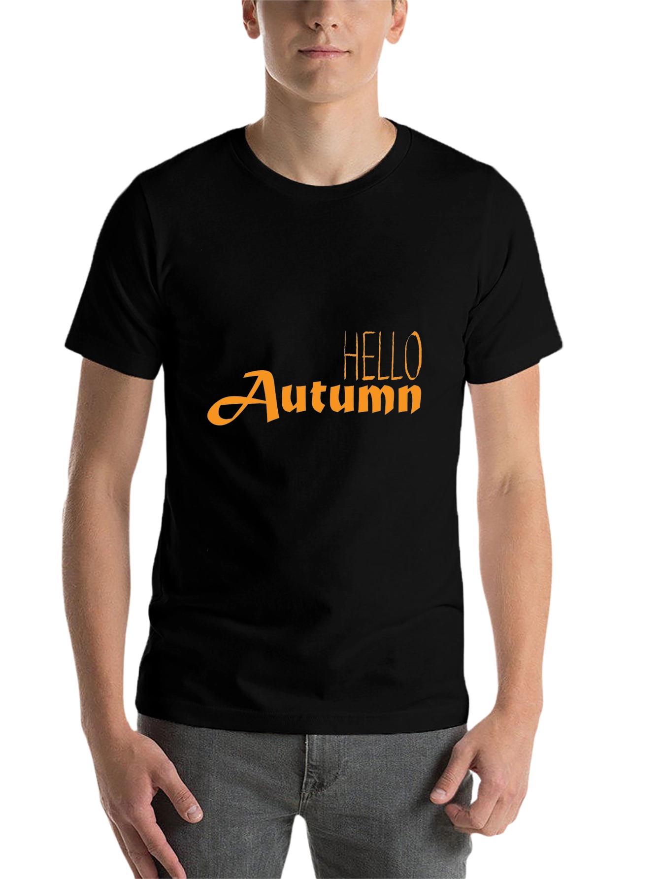Black Hello Autumn Graphic Tee - Stylish Fall T-Shirt view 7