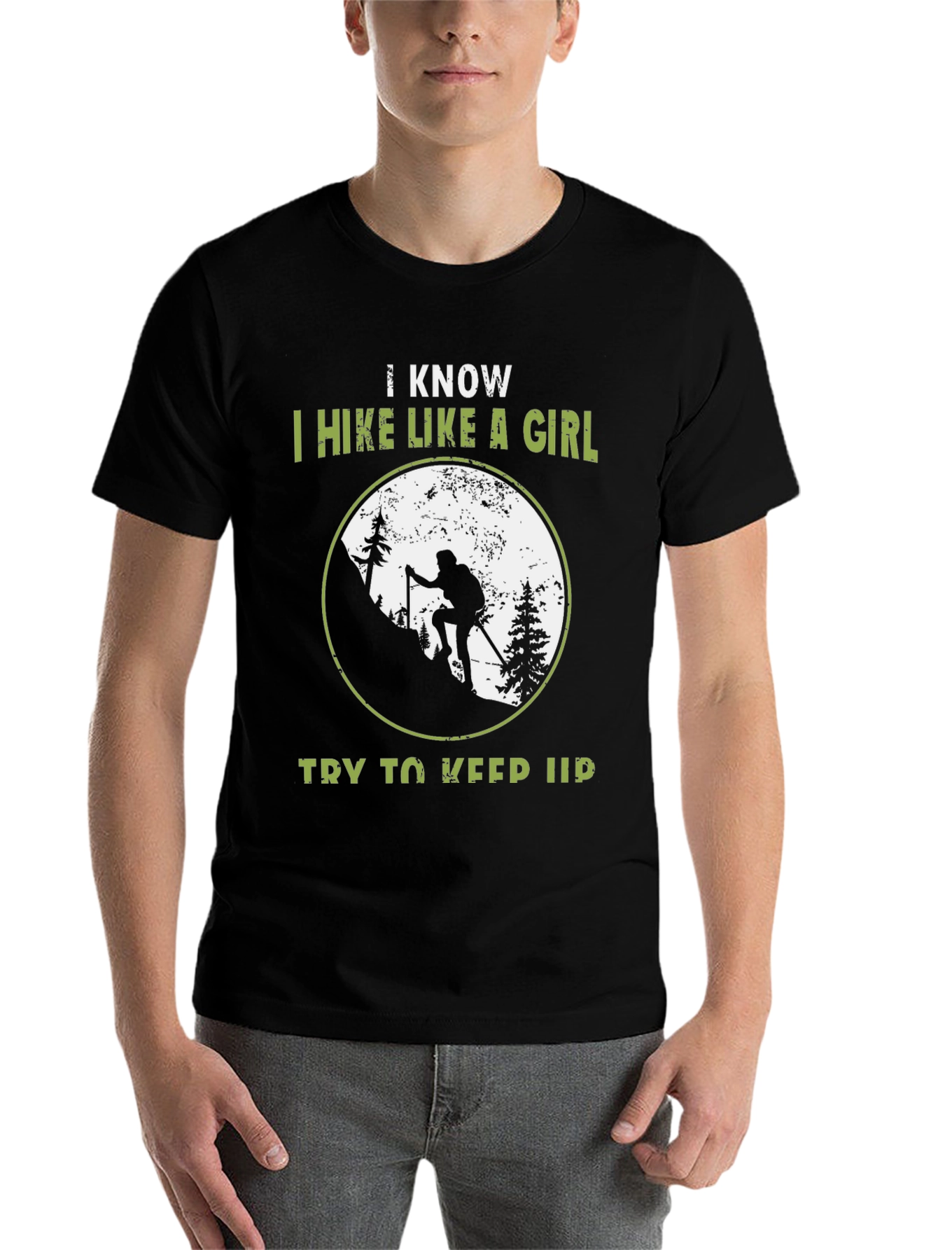 Black Hiking T-Shirt - I Hike Like a Girl view 7