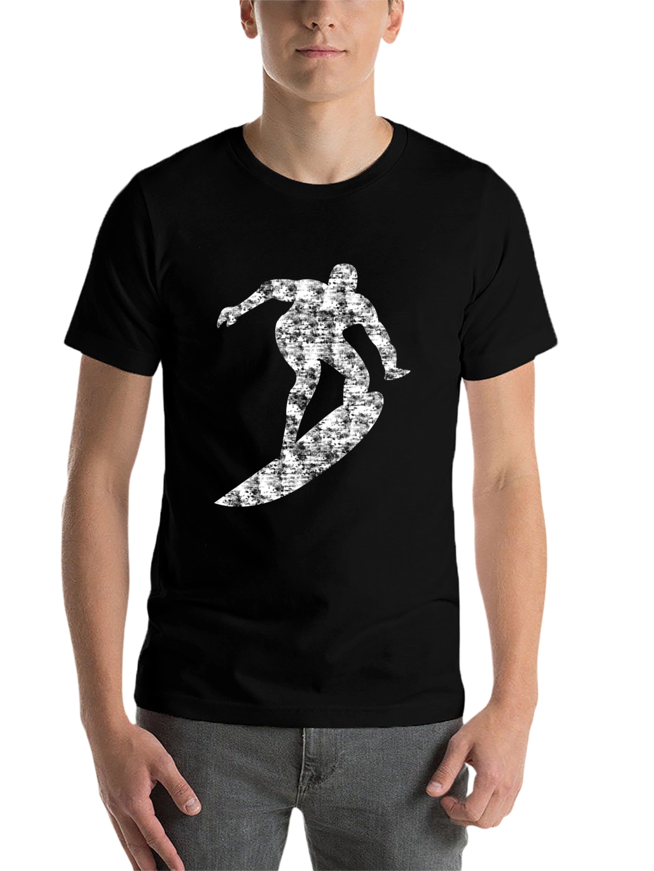 Black Surfer Graphic Tee - Cool Black Cotton T-Shirt view 7
