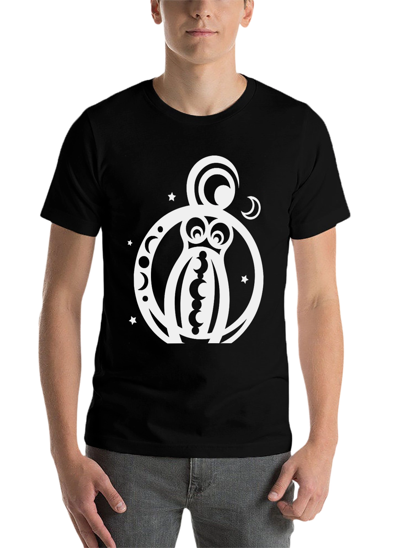 Black Celestial Octopus T-Shirt - Black Cotton Graphic Tee view 7