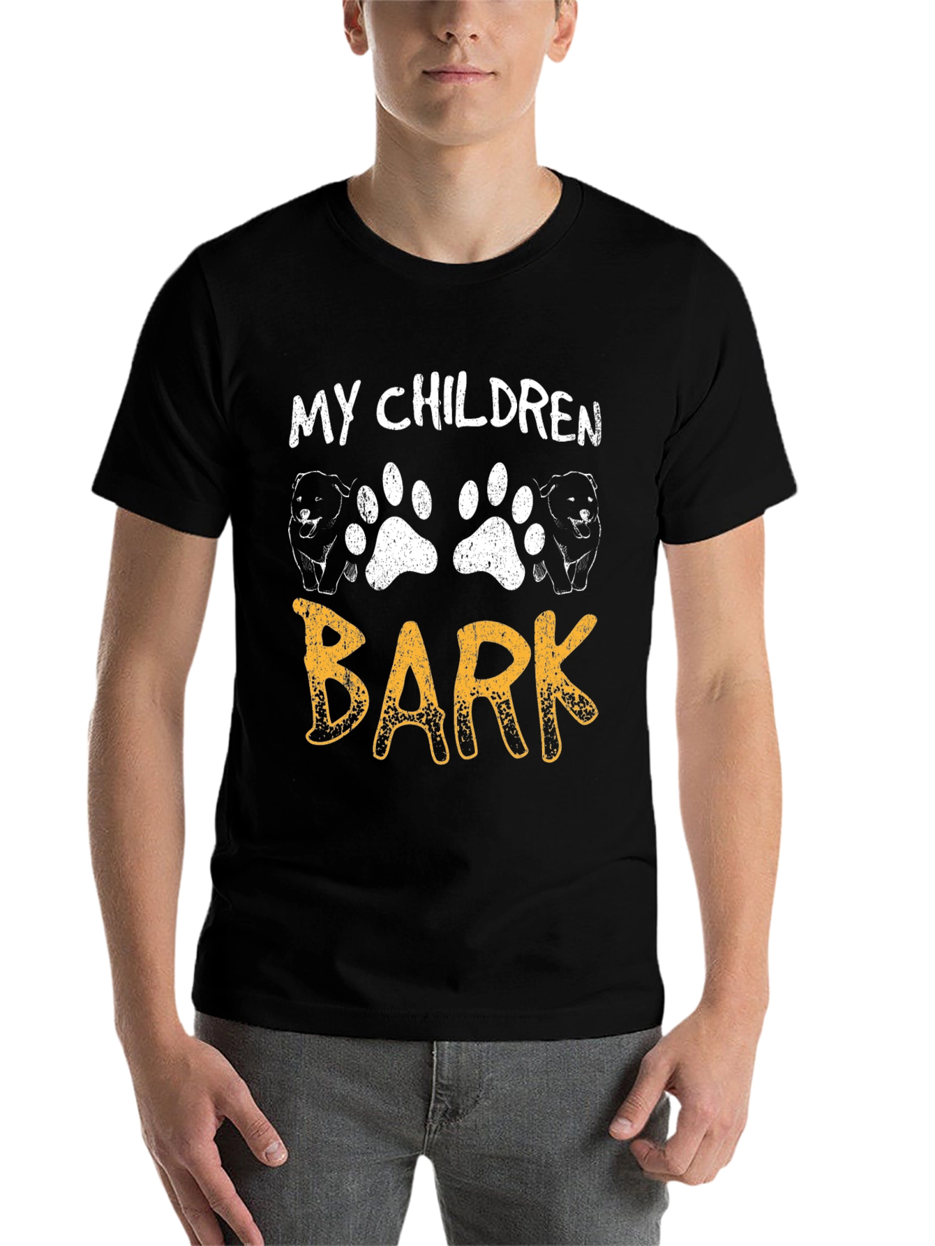 Black My Children Bark T-Shirt - Dog Paw Print Tee view 7