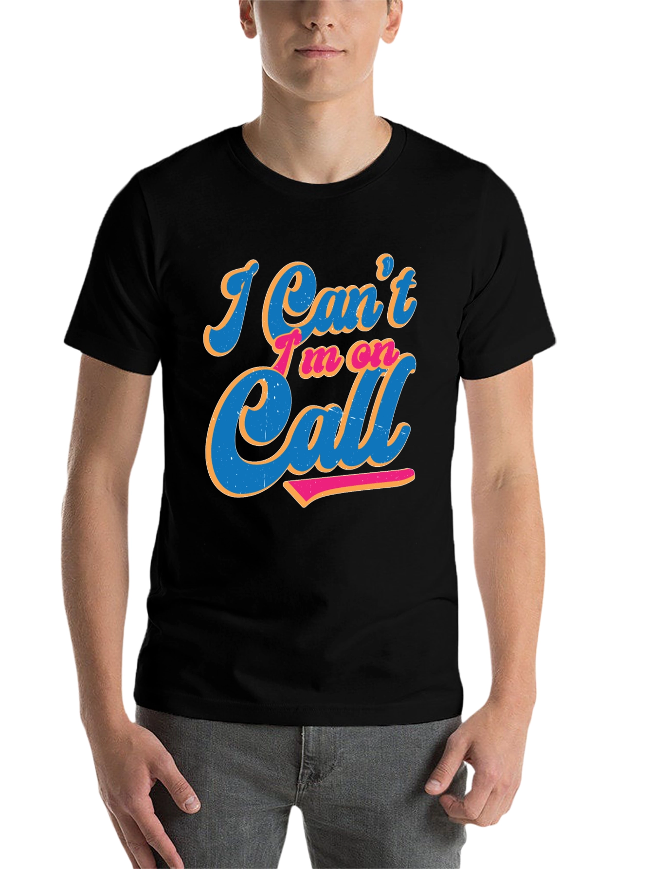 Black I'm On Call Graphic Tee - Black Crewneck Shirt view 7