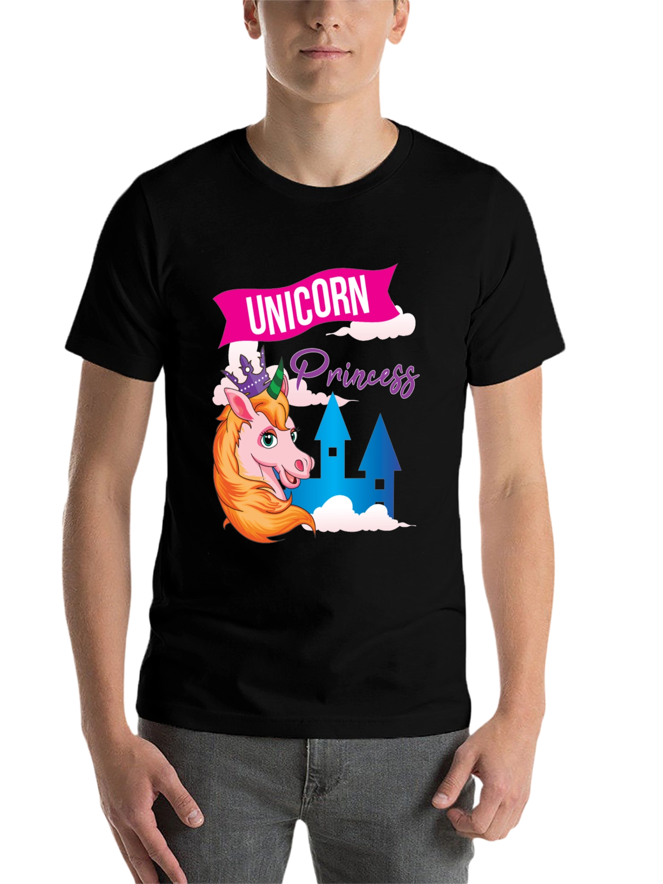 Black Unicorn Princess T-Shirt - Fun Graphic Tee view 7