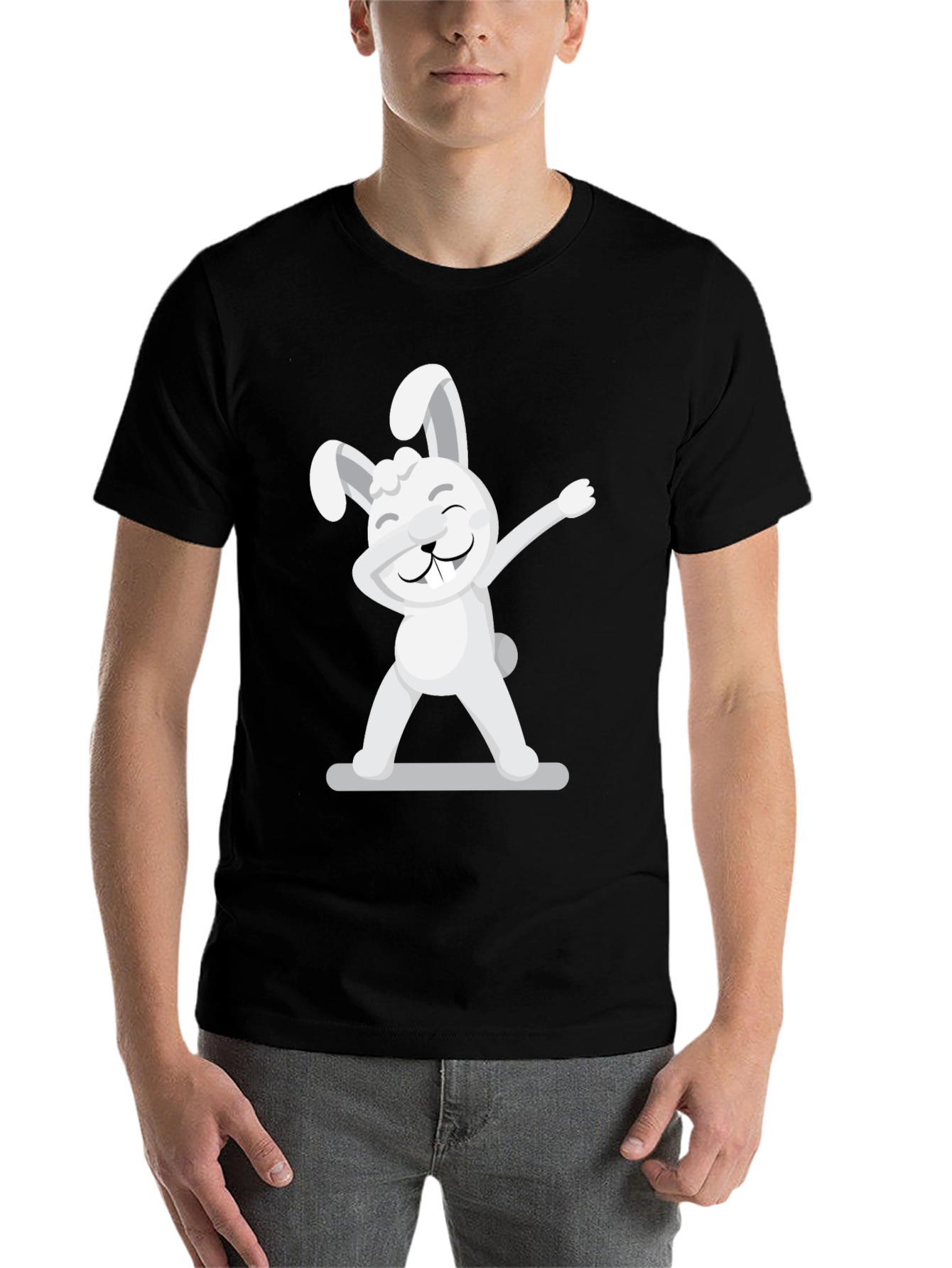 Dabbing Bunny Graphic Tee - Cool & Comfy Black T-Shirt - 7