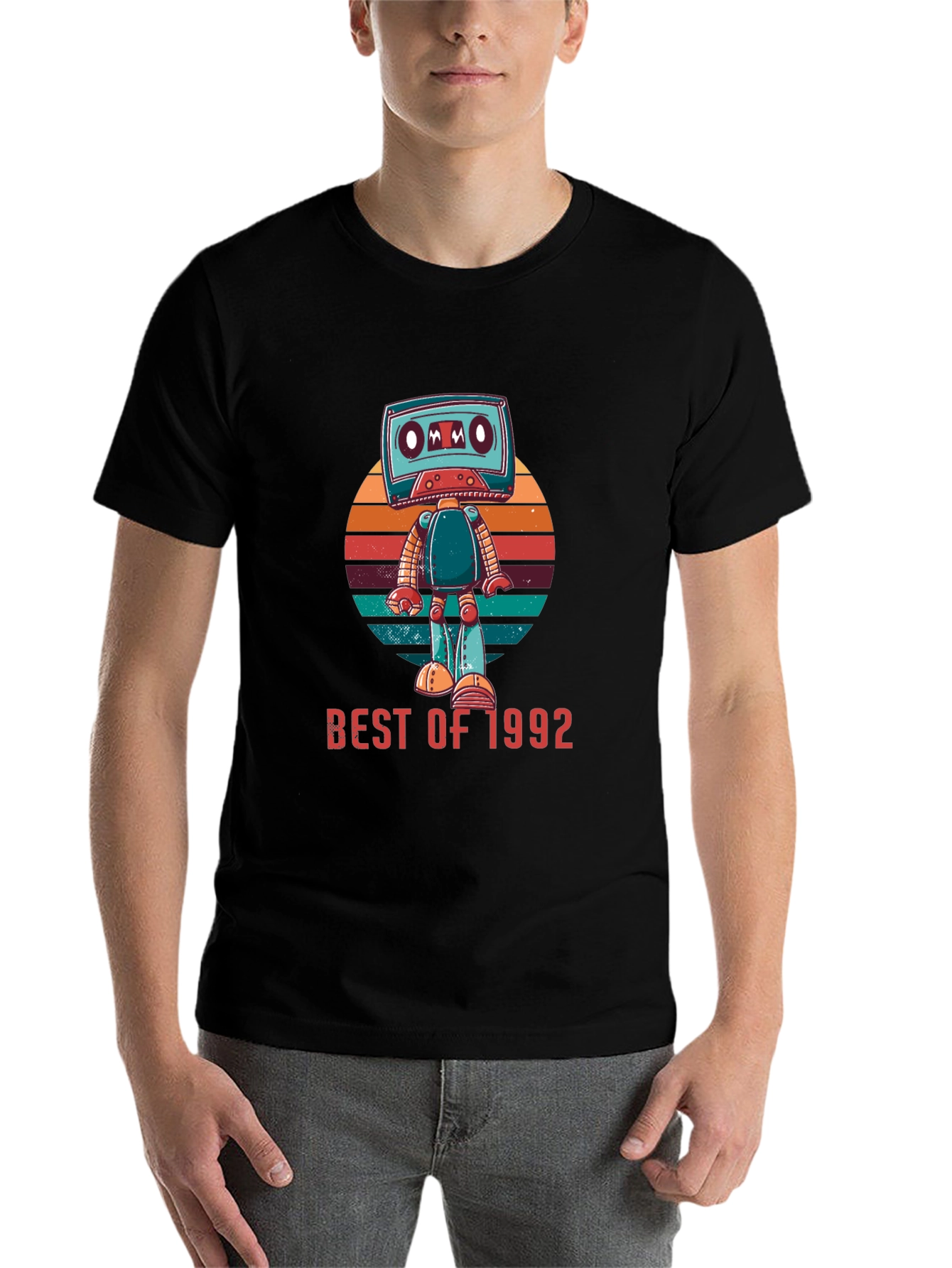 Black Best of 1992 Cassette Robot Graphic T-Shirt view 7