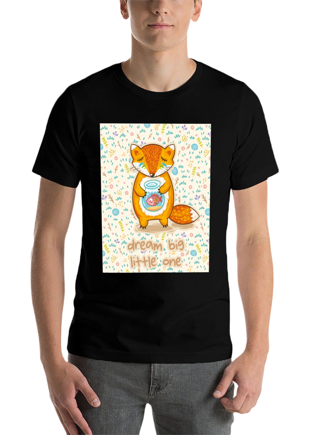 Black Dream Big Little One Fox Graphic Tee view 7