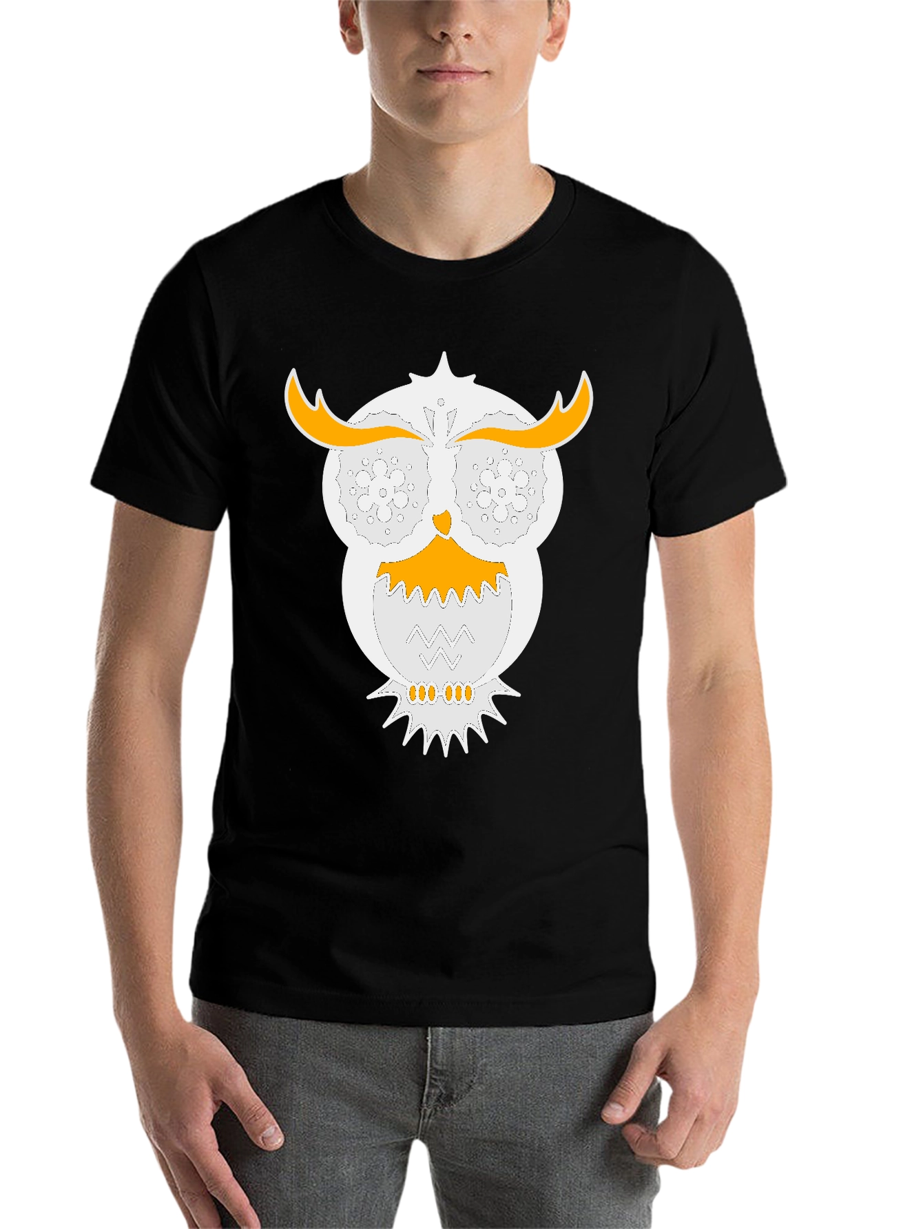 Black Owl Graphic T-Shirt - Unique Design Black Tee view 7