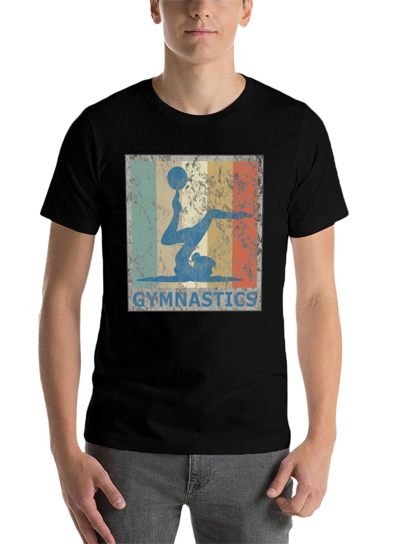 Black Vintage Gymnastics T-Shirt - Retro Gymnast Design view 7