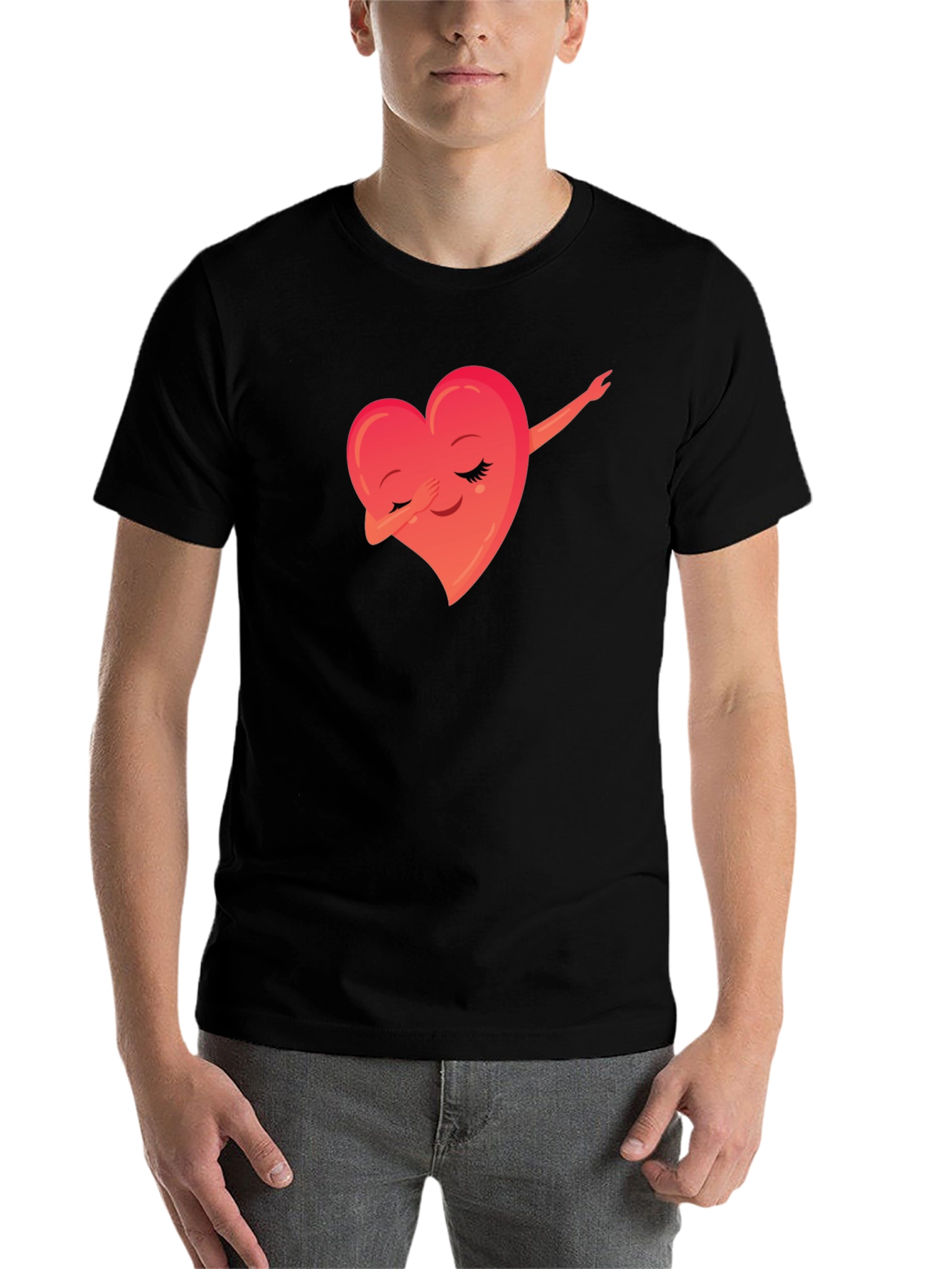 Black Dabbing Heart Graphic Tee - Soft & Stylish view 7