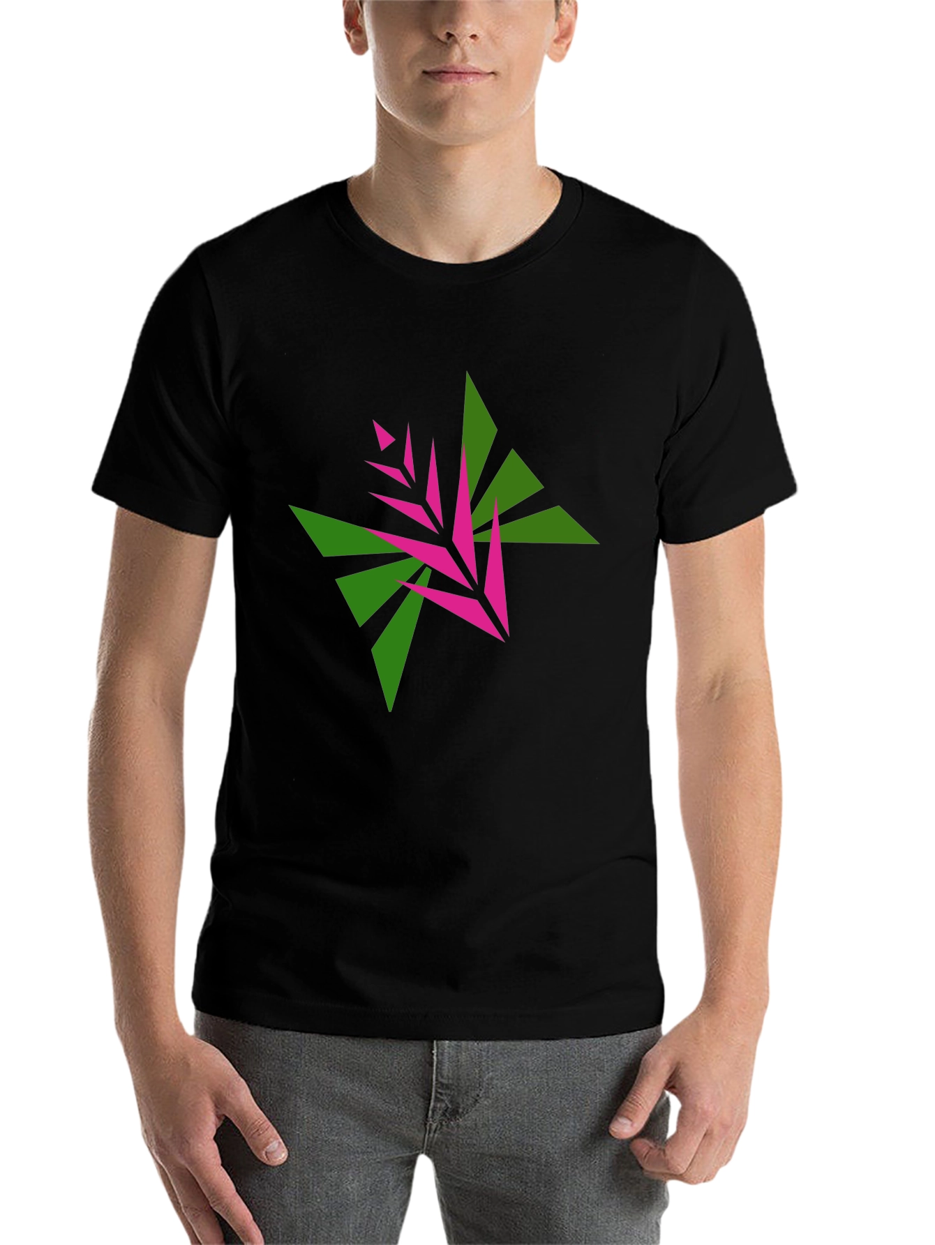 Black Geometric Floral Black T-Shirt view 7