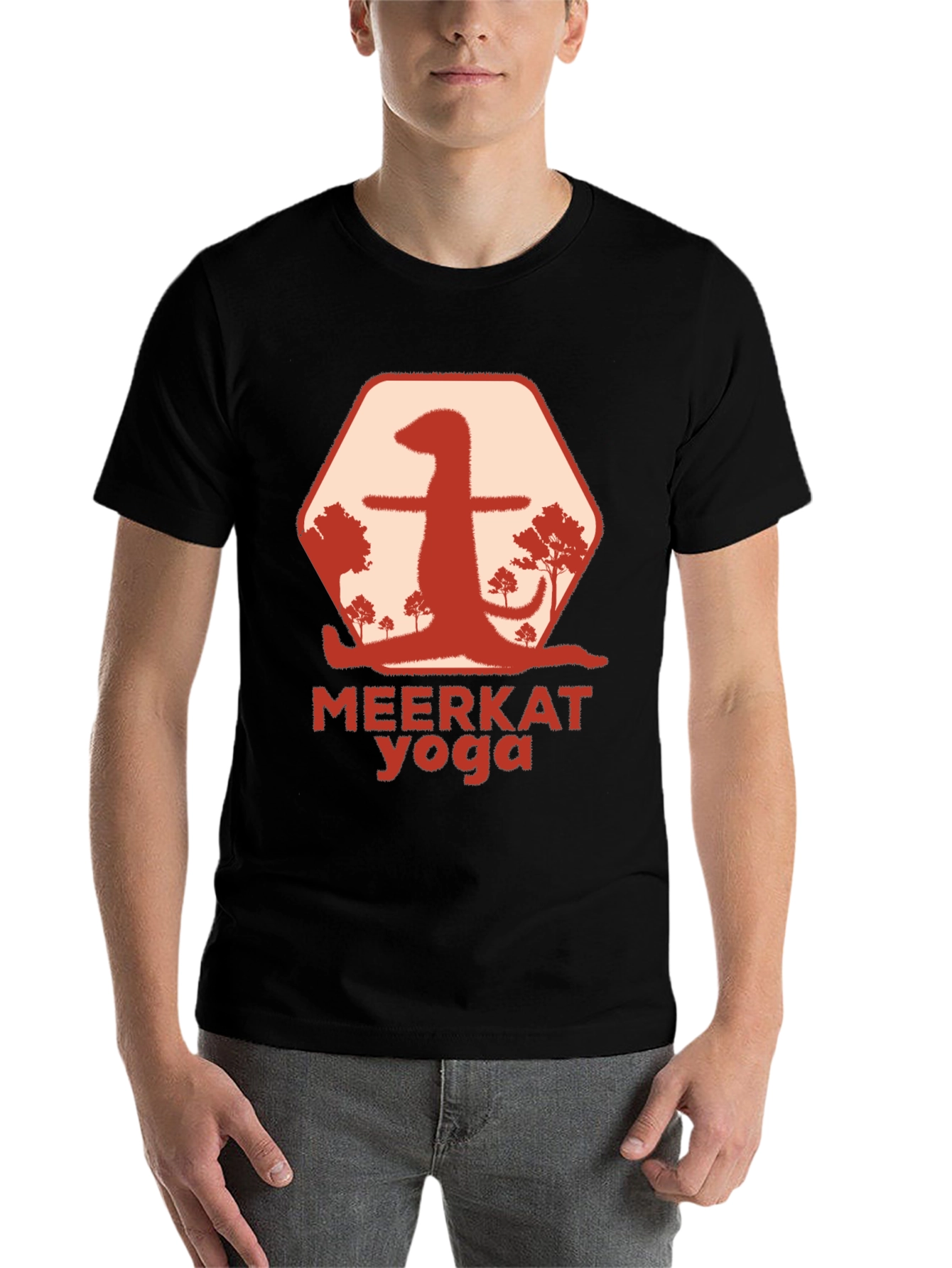 Black Meerkat Yoga Graphic T-Shirt - Unique Animal Design view 7