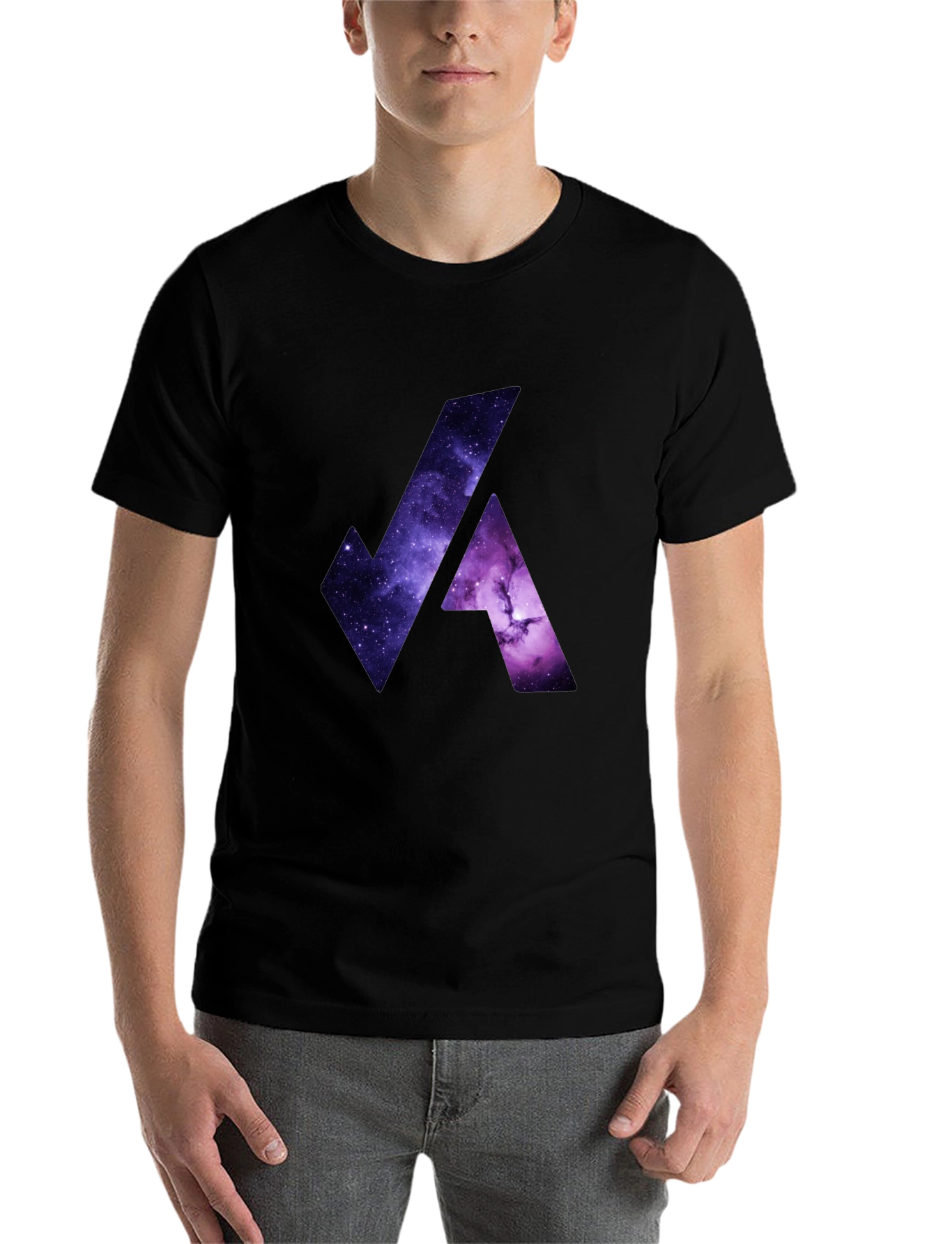 Black Cosmic Galaxy Graphic Tee - Black Cotton Blend view 7