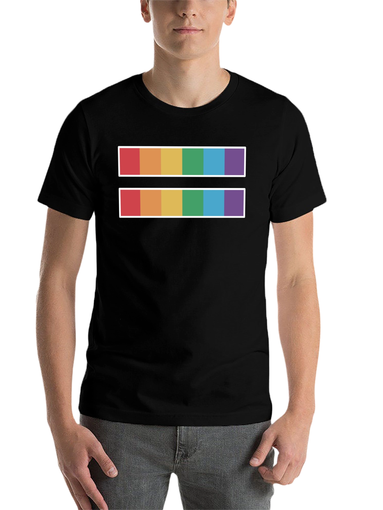 Black Equality Pride T-Shirt - Rainbow Symbol view 7