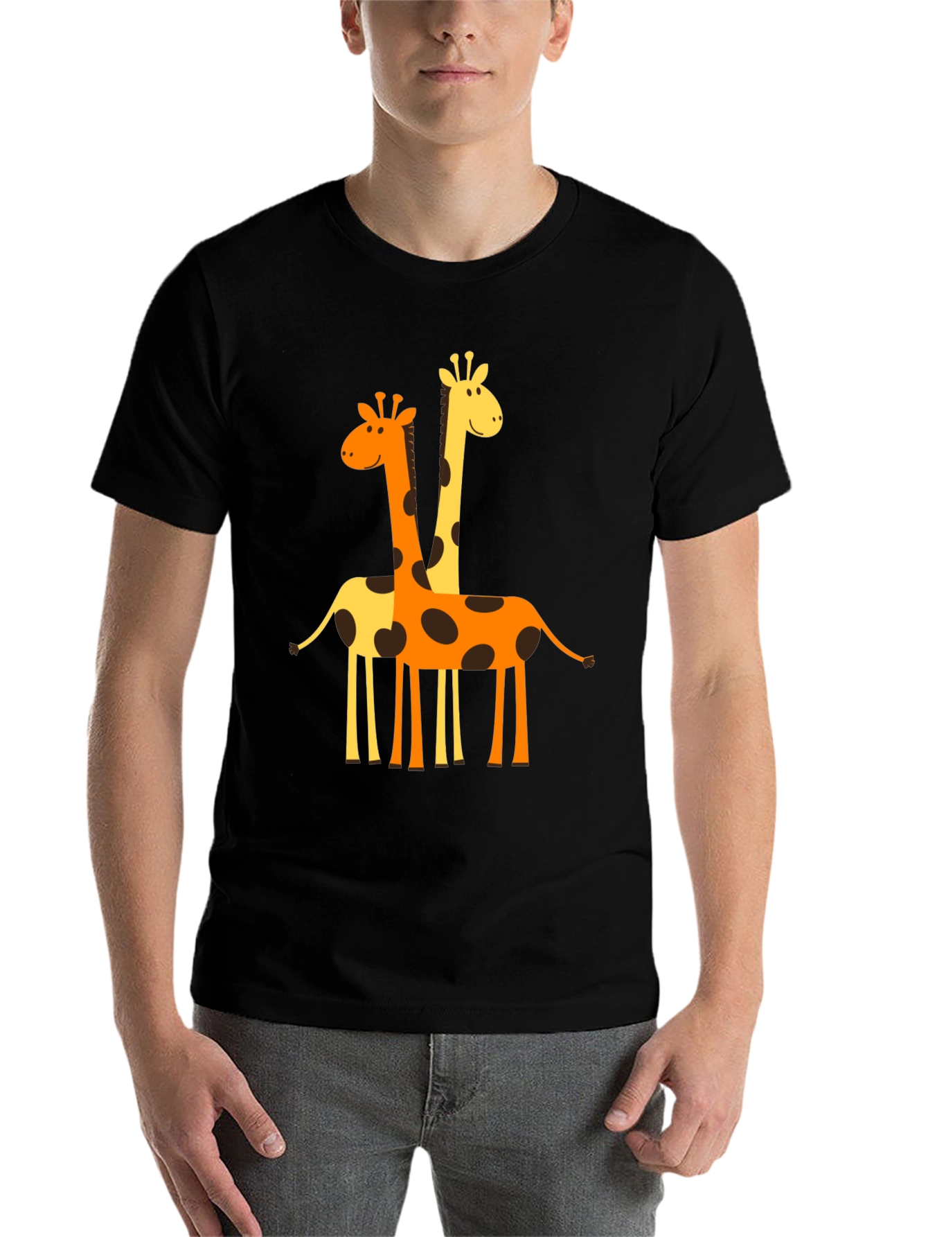 Black Giraffe Graphic Tee - Men's Black Crew Neck T-Shirt view 7