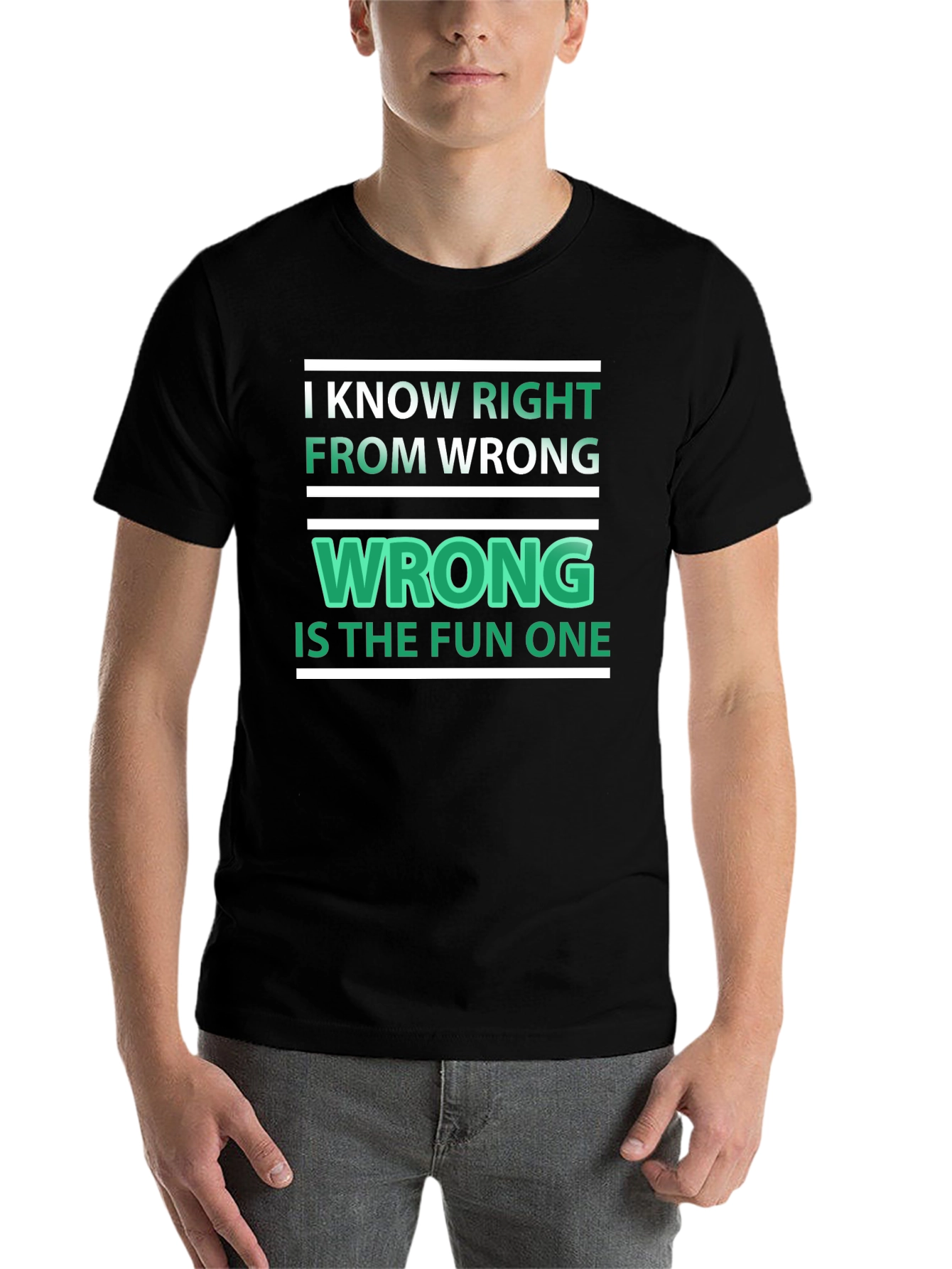 Black Funny "Wrong is the Fun One" Graphic Tee view 7