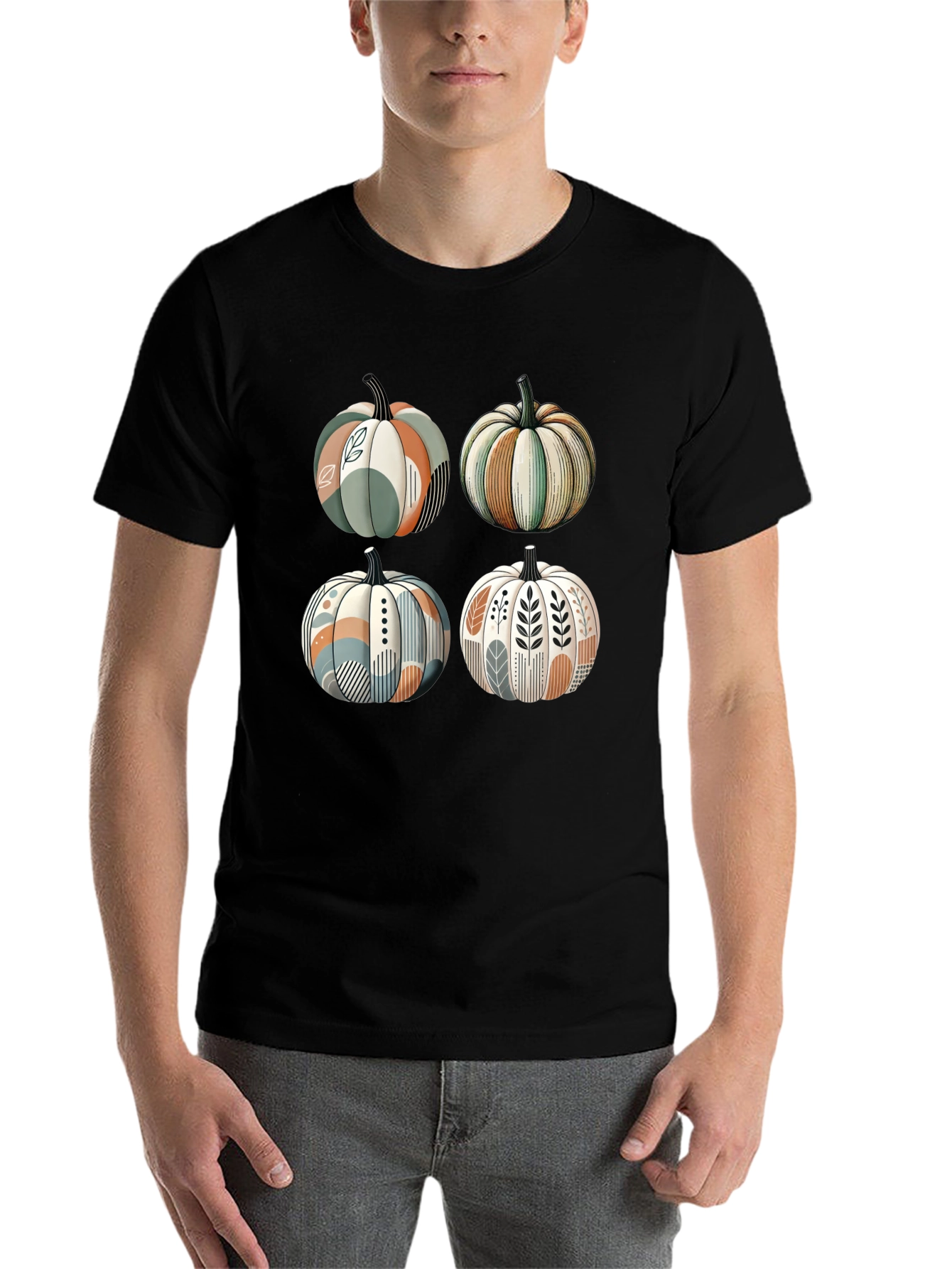 Black Trendy Pumpkin Patch T-Shirt view 7