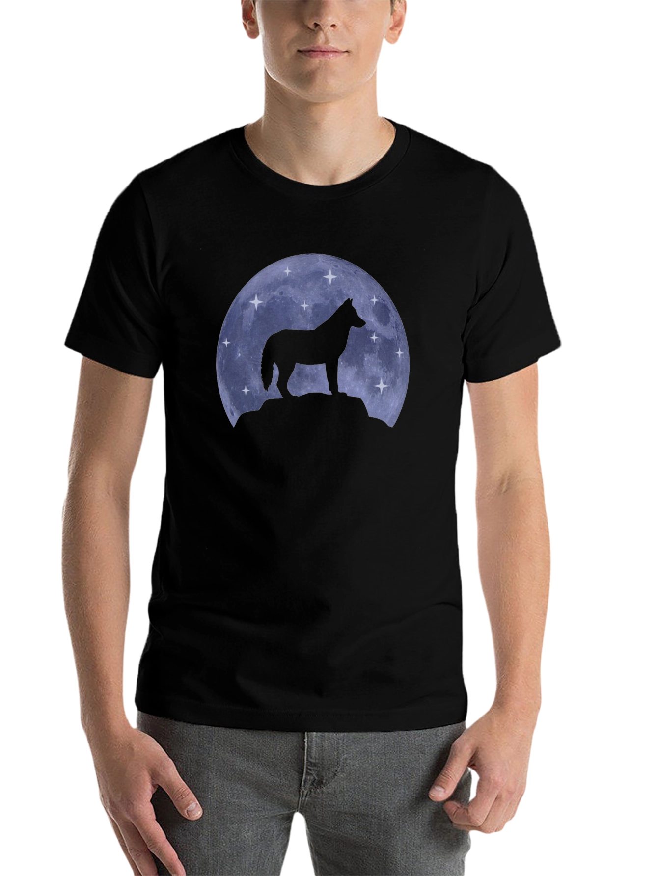 Black Wolf Moon Silhouette T-Shirt view 7