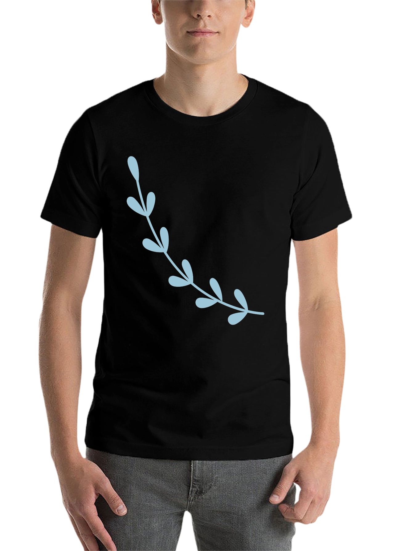 Black Stylish Black T-Shirt with Floral Accent view 7
