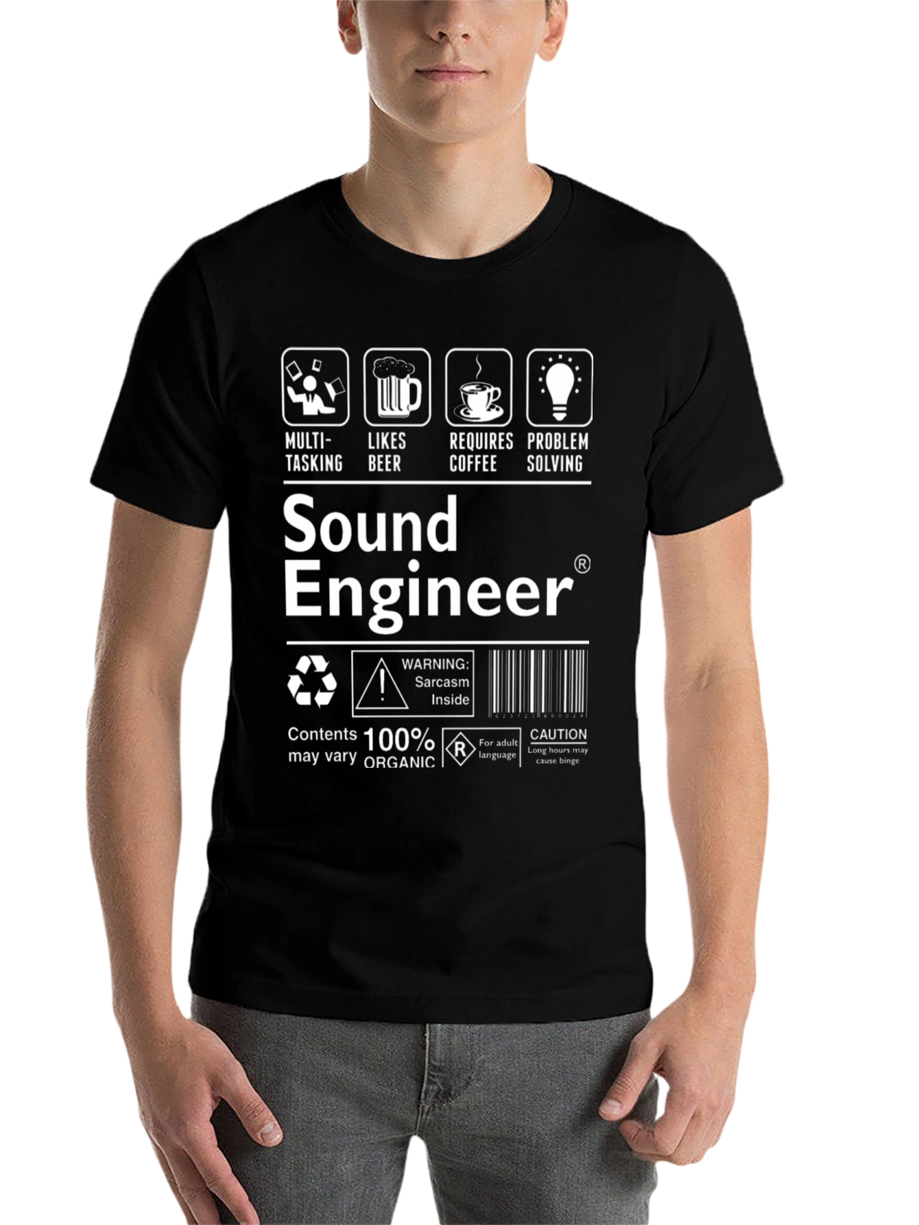 Black Sound Engineer Sarcasm Inside T-Shirt view 7