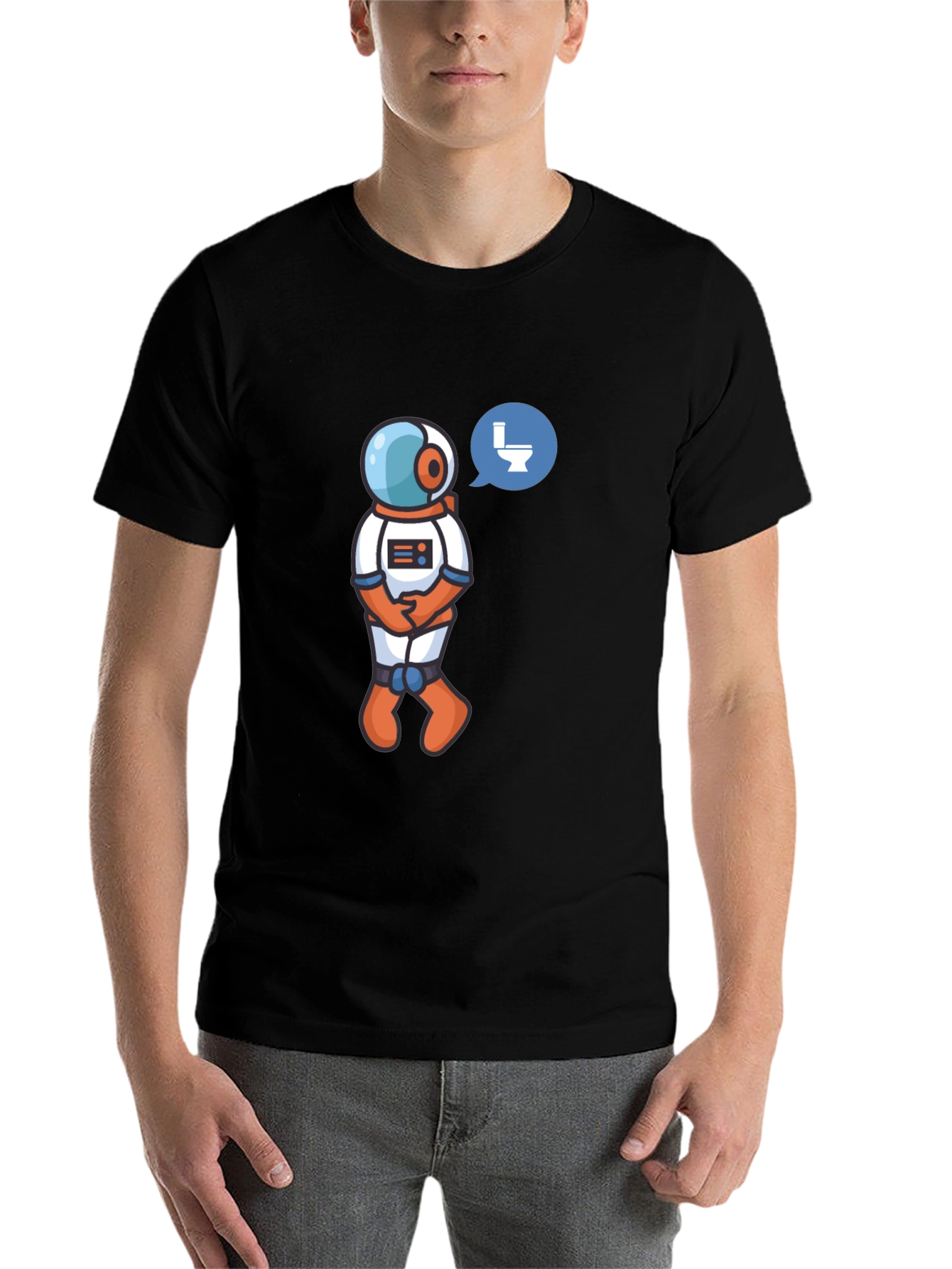 Black Astronaut Toilet Humor T-Shirt - Black view 7