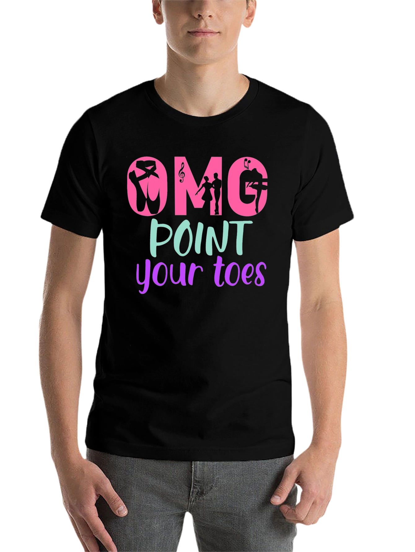 Black OMG Point Your Toes T-Shirt view 7