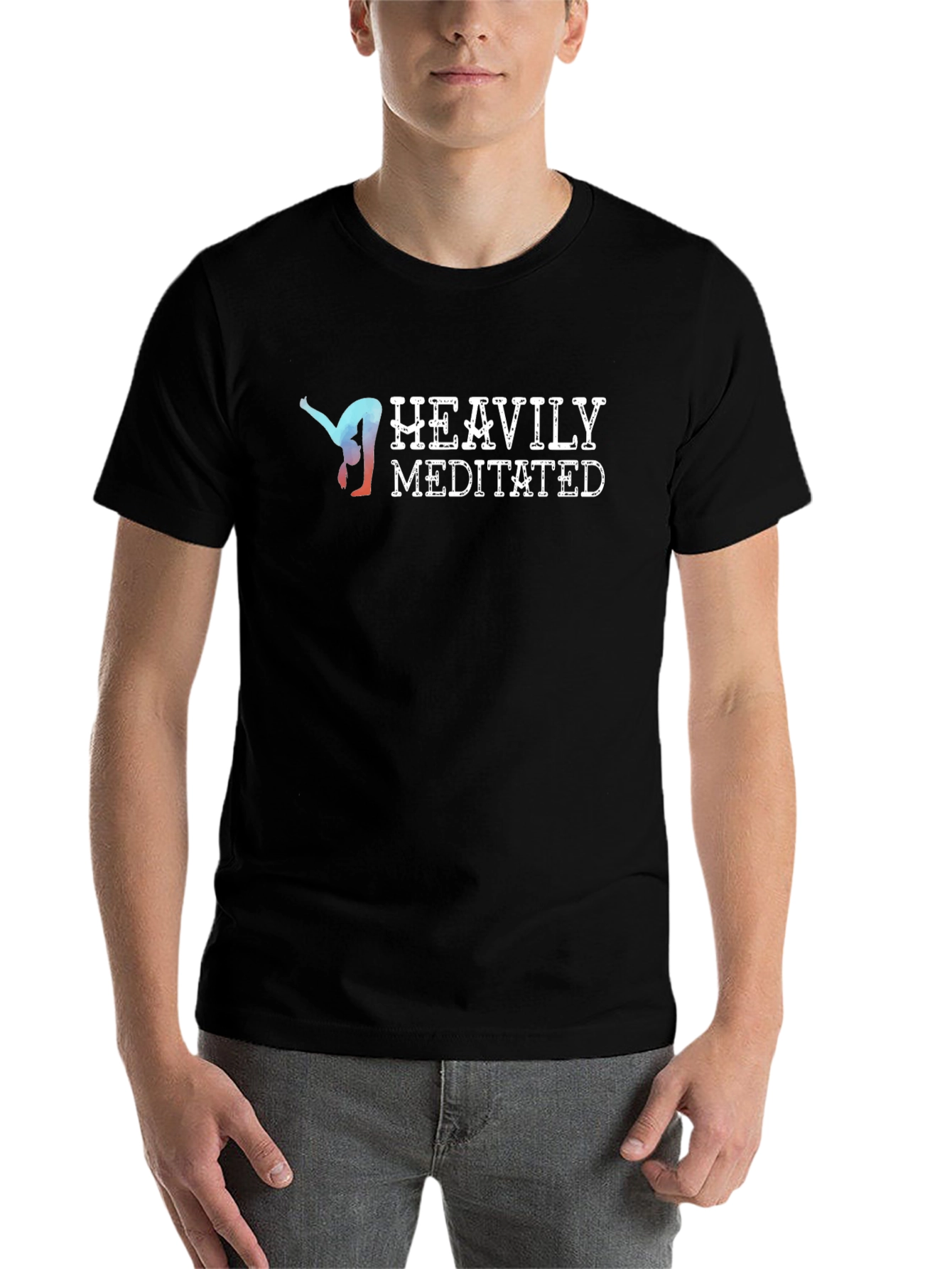 Black Heavily Meditated Graphic Tee Yoga Lover Shirt view 7