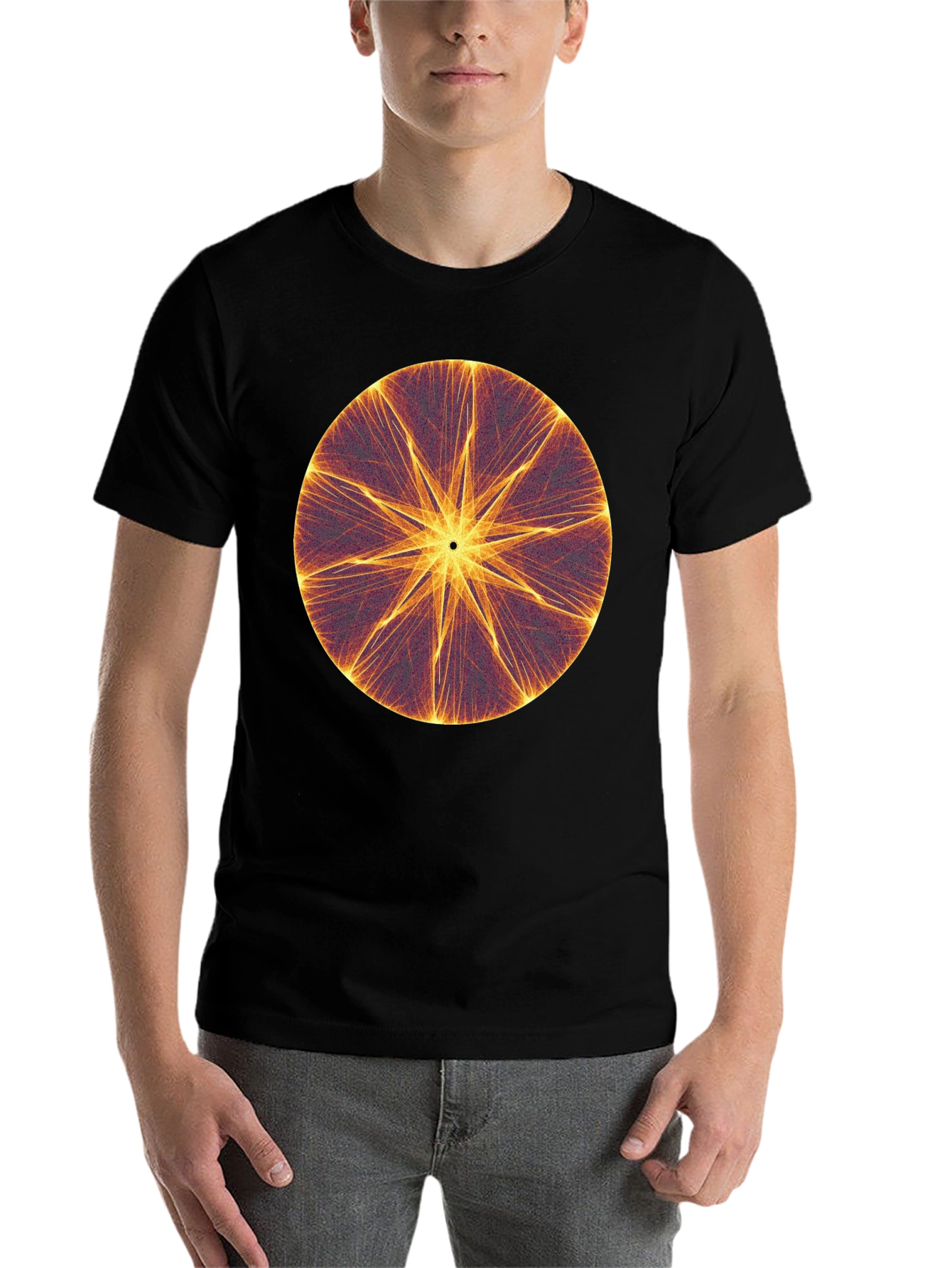 Black Abstract Starburst Graphic Black T-Shirt view 7