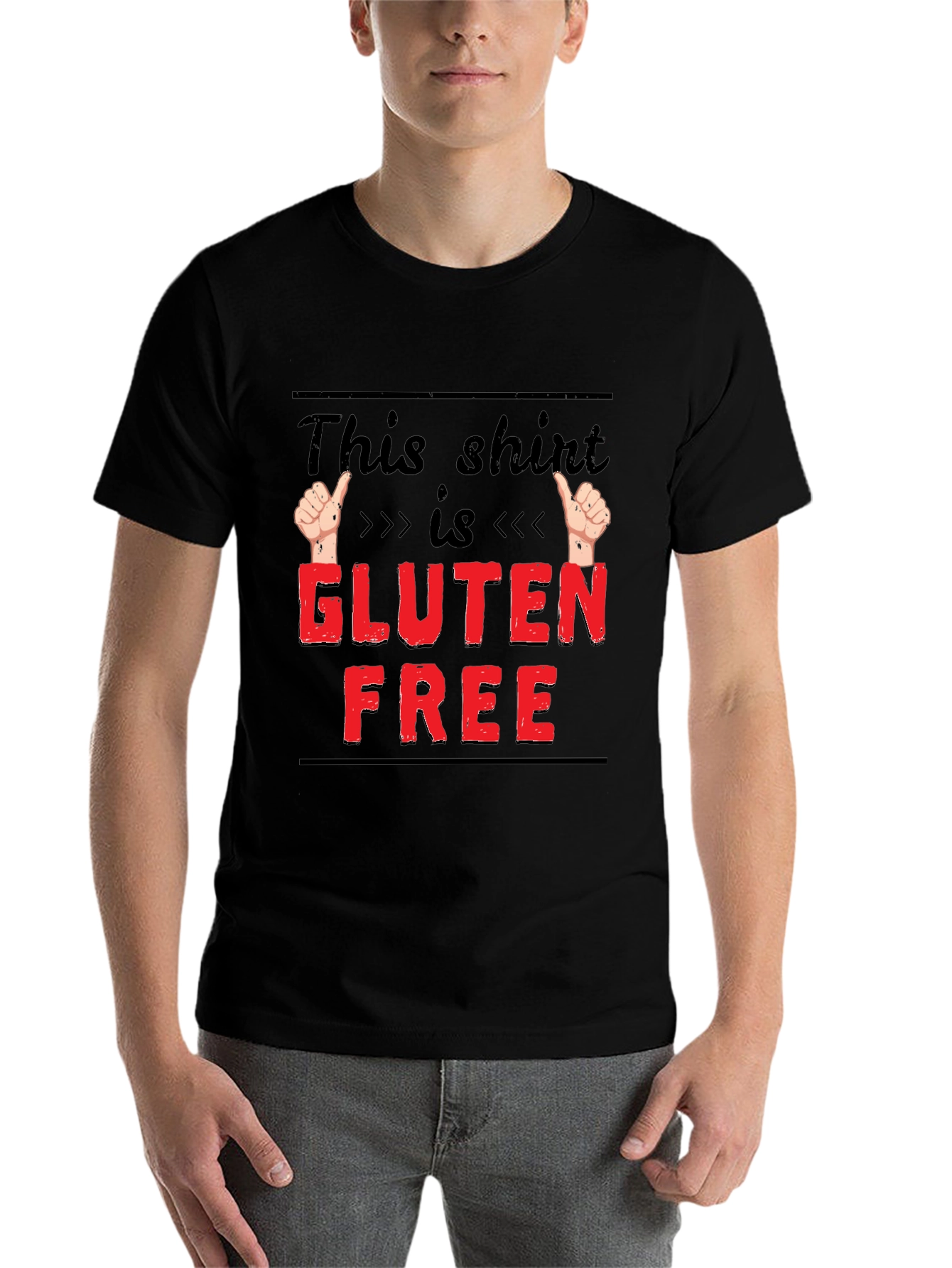 Black Gluten Free Funny T-Shirt, Novelty Tee for Foodies view 7