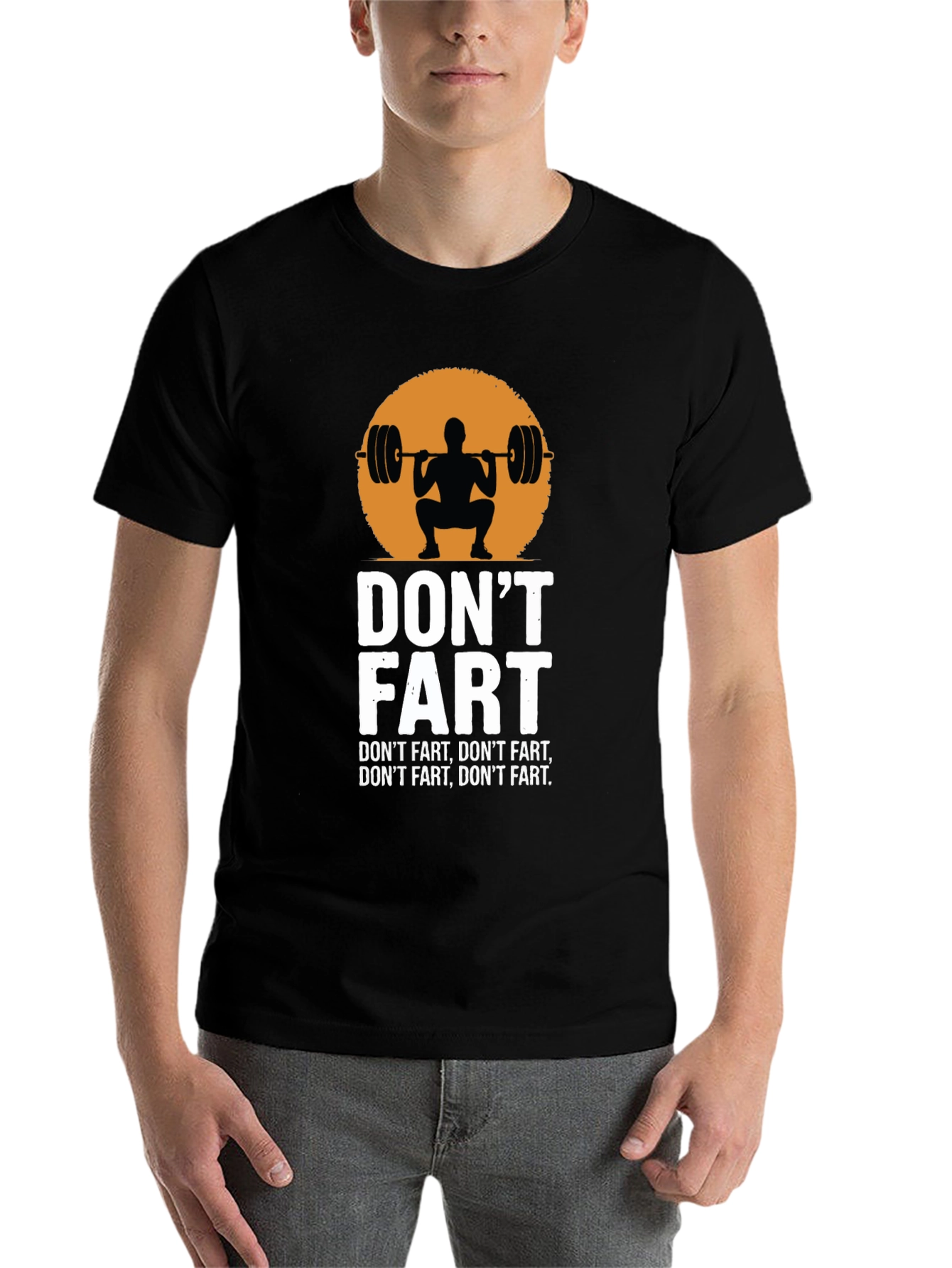 Black Don't Fart Squat Graphic Tee - Funny Workout Shirt view 7